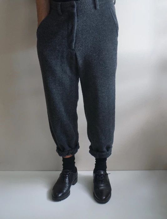 Image of Issey Miyake Vintage Thick Wool Trousers in Grey, Men's (Size 33)