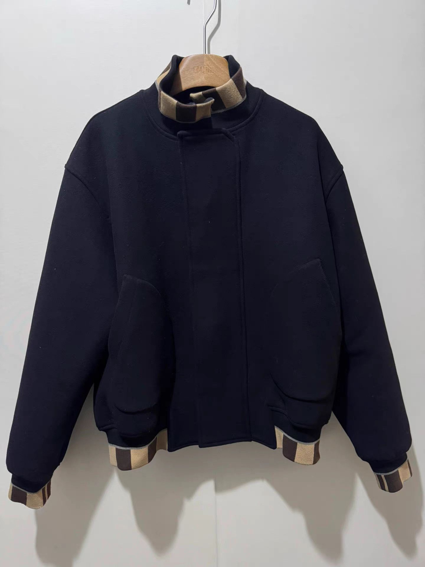 Fendi Black Bomber Jacket with Striped Trim Size US M / EU 48-50 / 2 - 2 Thumbnail