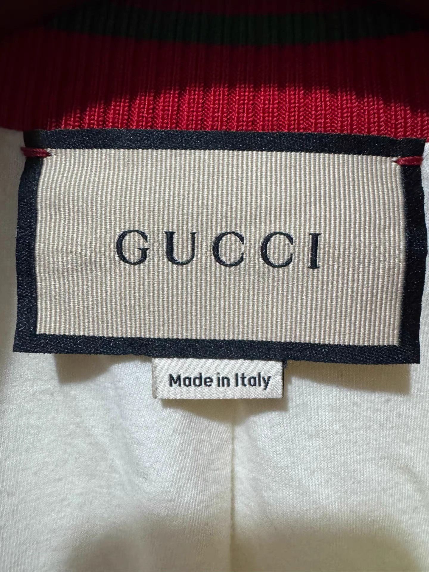 Gucci White Zip-Up Jacket with Red and Green Stripes Size US L / EU 52-54 / 3 - 3 Thumbnail