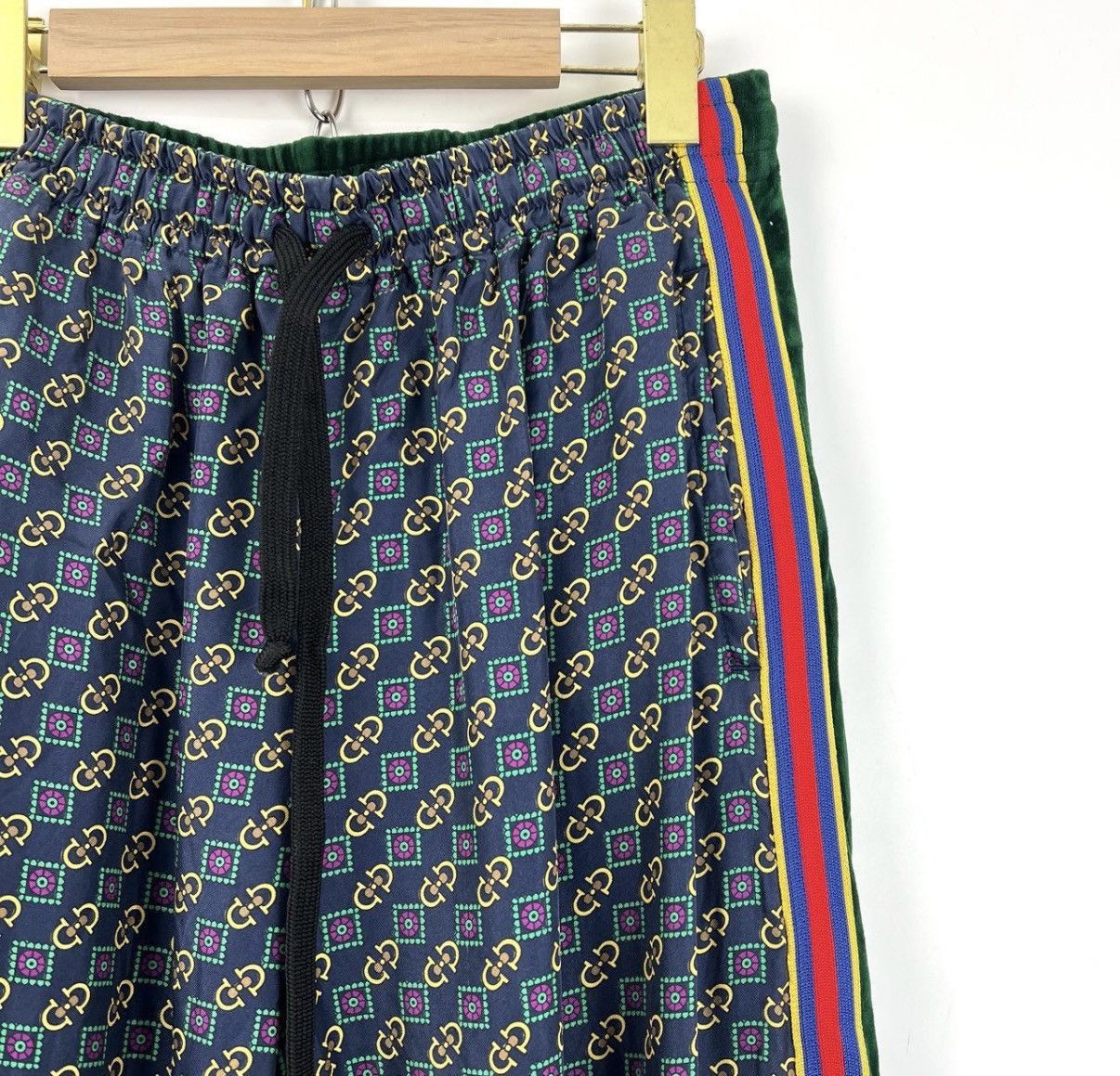 Gucci Blue Patterned Casual Pants with Striped Sides Size US 34 / EU 50 - 3 Thumbnail