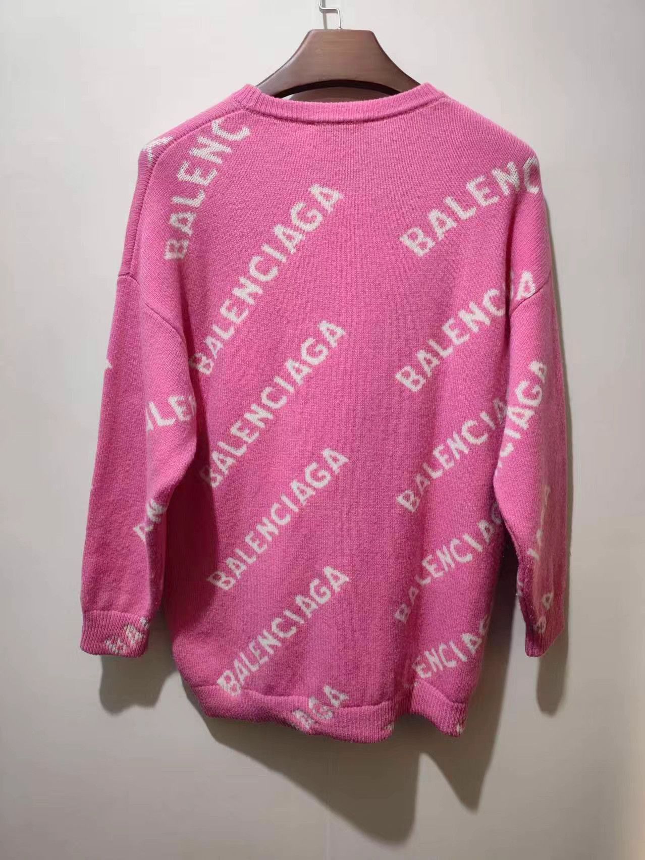 Balenciaga Pink Oversized Sweater with All-Over Print Size US XS / EU 42 / 0 - 2 Thumbnail