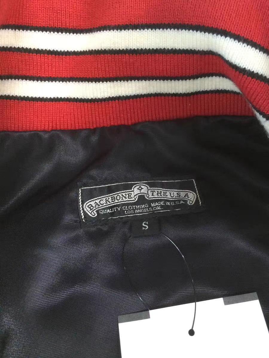Backbone Red Varsity Jacket with Tiger Skull Embroidery - S Size US S / EU 44-46 / 1 - 4 Thumbnail