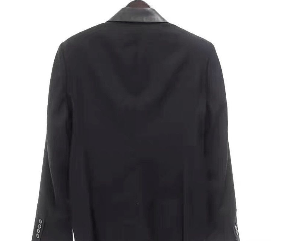Roen Black Structured Jacket with Leather Accents - Size L Size US L / EU 52-54 / 3 - 2 Thumbnail