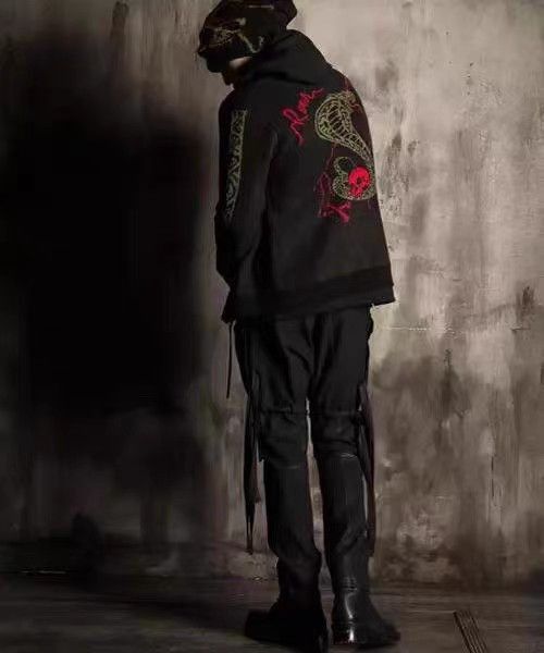 Roen Black Bomber Jacket with Patterned Sleeves - L Size US L / EU 52-54 / 3 - 6 Thumbnail