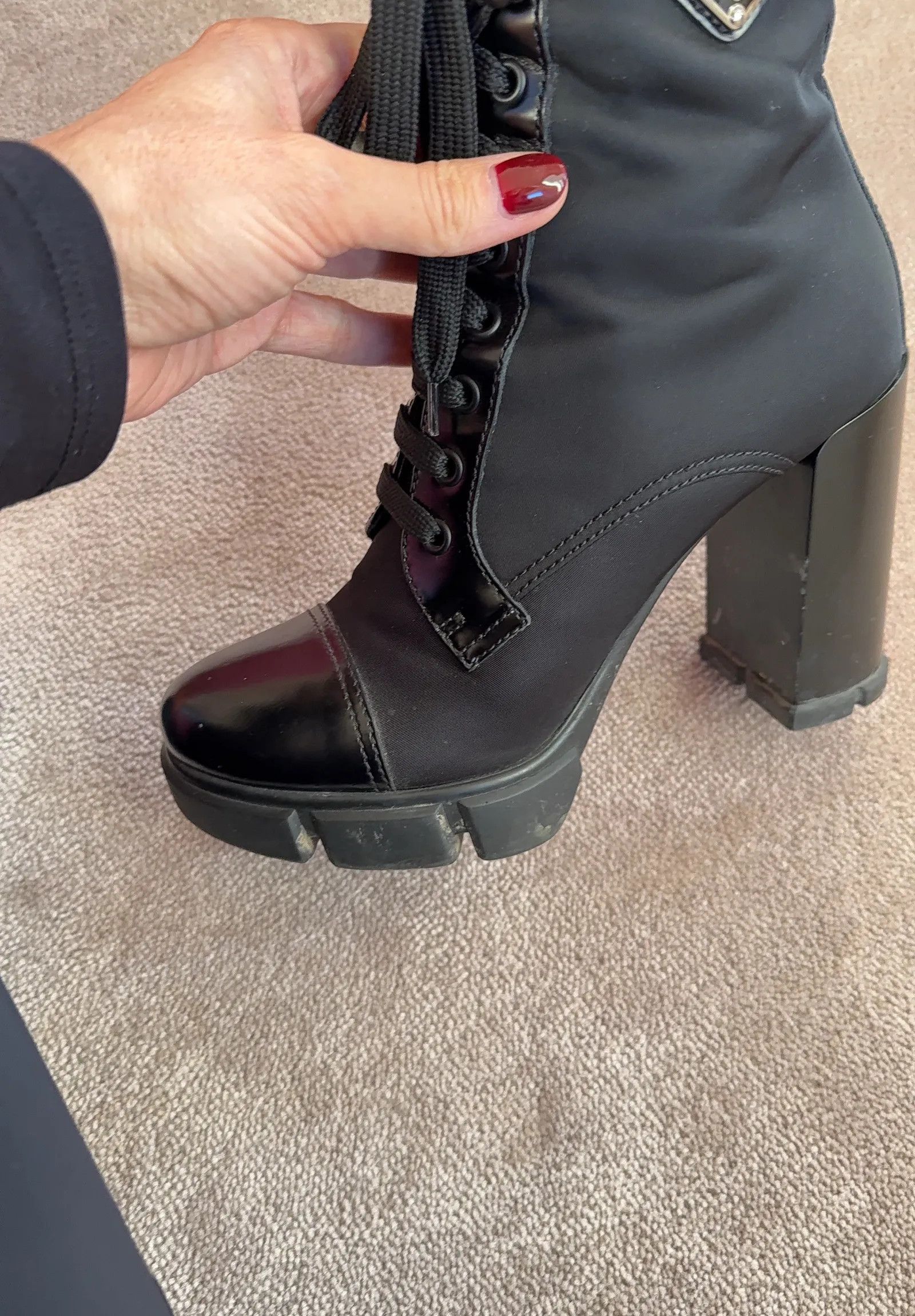 Prada Prada Leather-trimmed lace-up boots Lace up boots Size US 8 / IT 38 - 7 Thumbnail