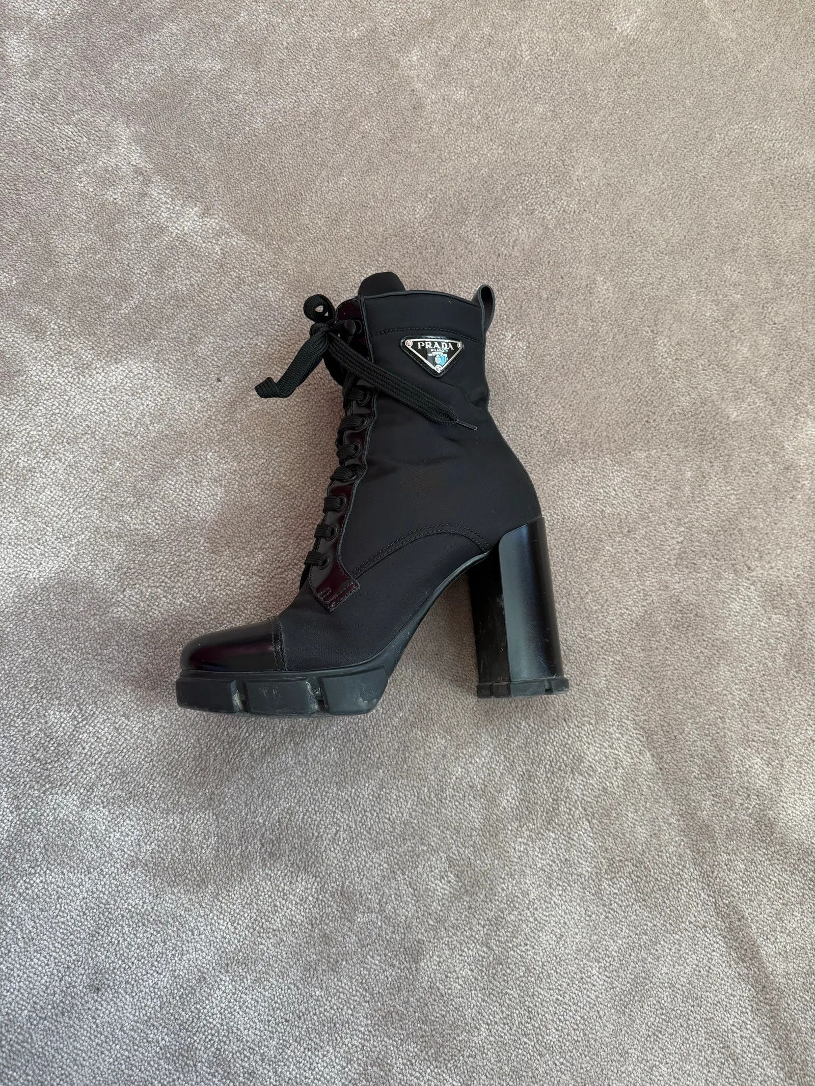 Prada Prada Leather-trimmed lace-up boots Lace up boots Size US 8 / IT 38 - 2 Thumbnail