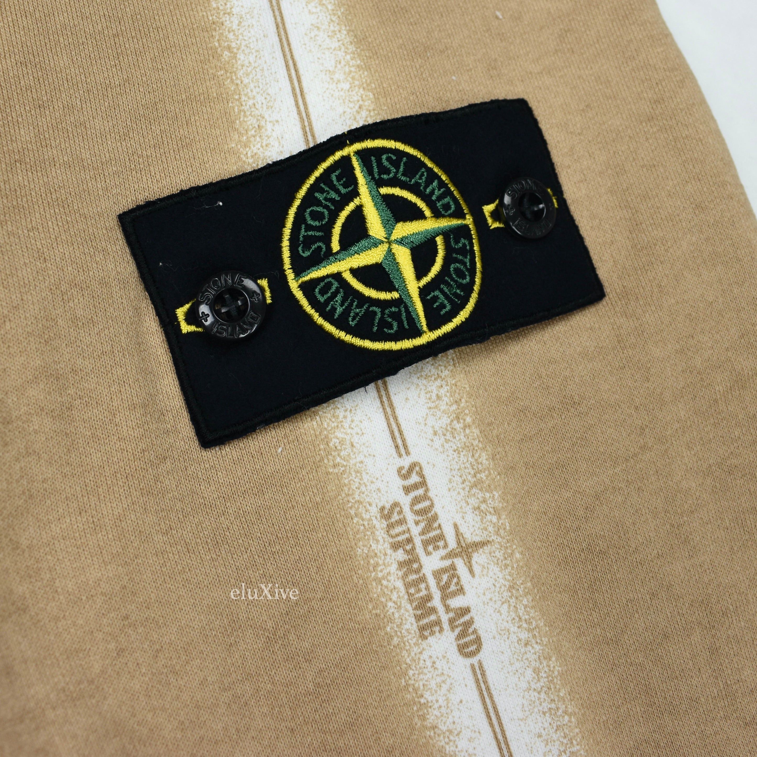Stone Island × Supreme Supreme Stone Island Side Stripe Logo Hoodie Tan DS Size US L / EU 52-54 / 3 - 5 Thumbnail