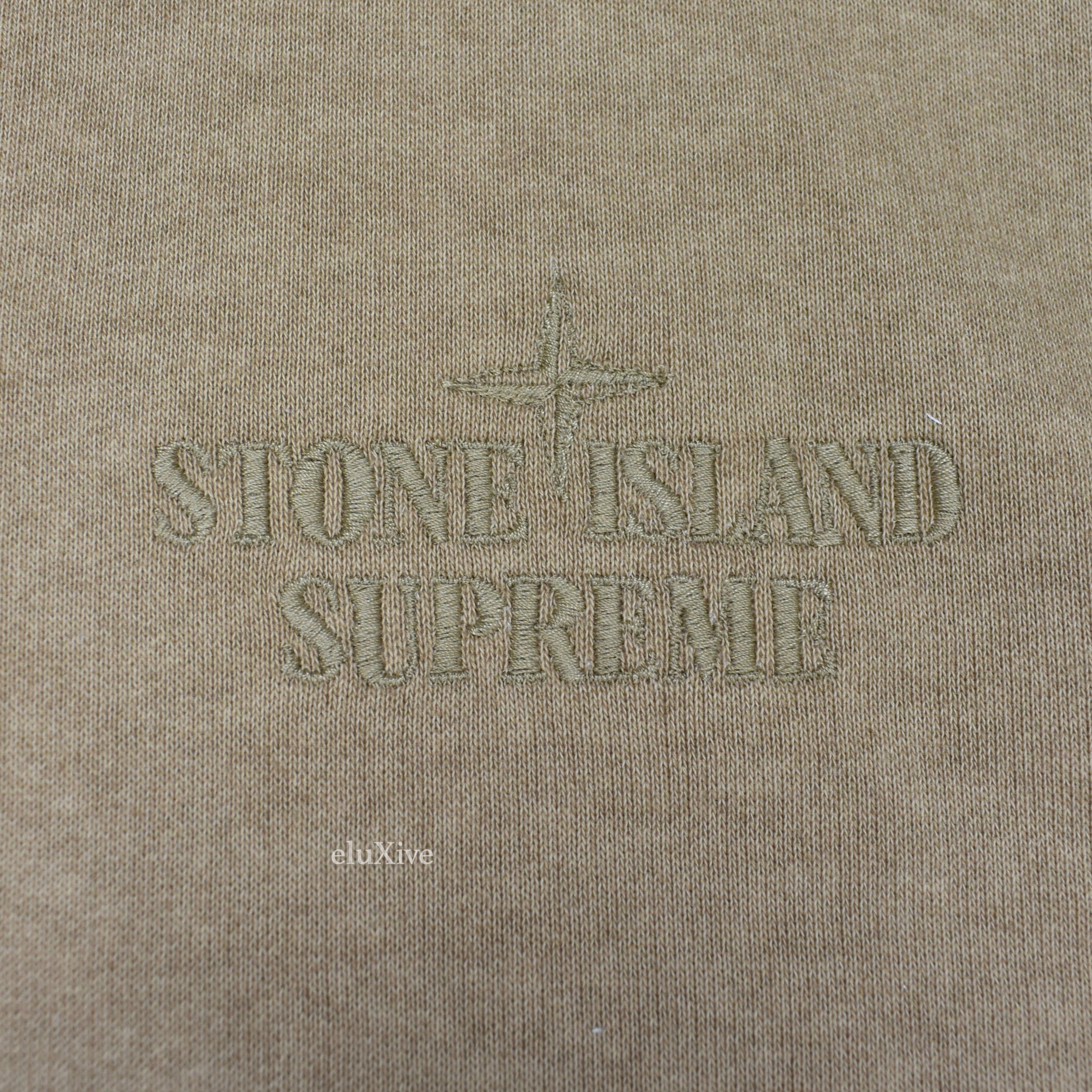 Stone Island × Supreme Supreme Stone Island Side Stripe Logo Hoodie Tan DS Size US L / EU 52-54 / 3 - 4 Thumbnail
