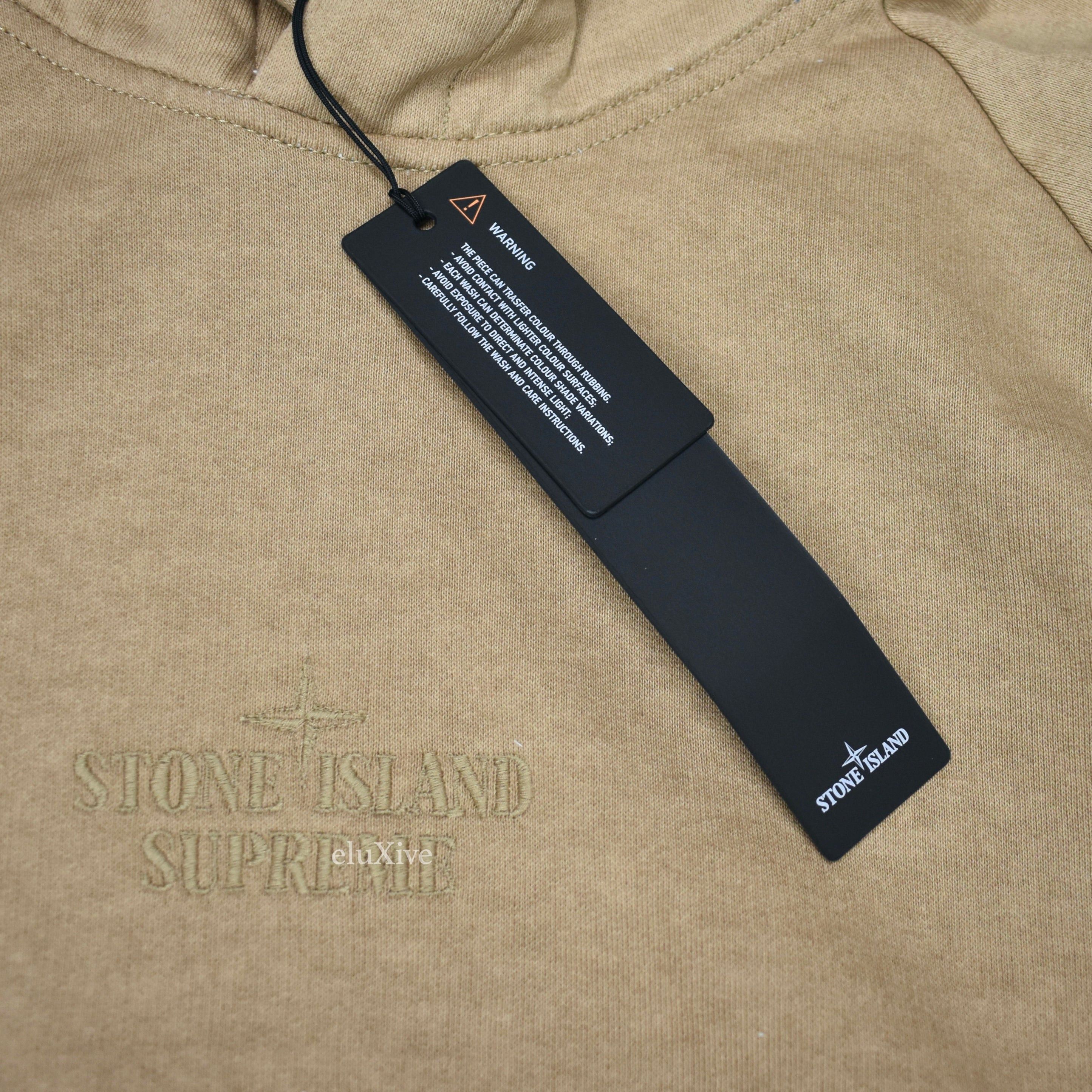 Stone Island × Supreme Supreme Stone Island Side Stripe Logo Hoodie Tan DS Size US L / EU 52-54 / 3 - 8 Thumbnail