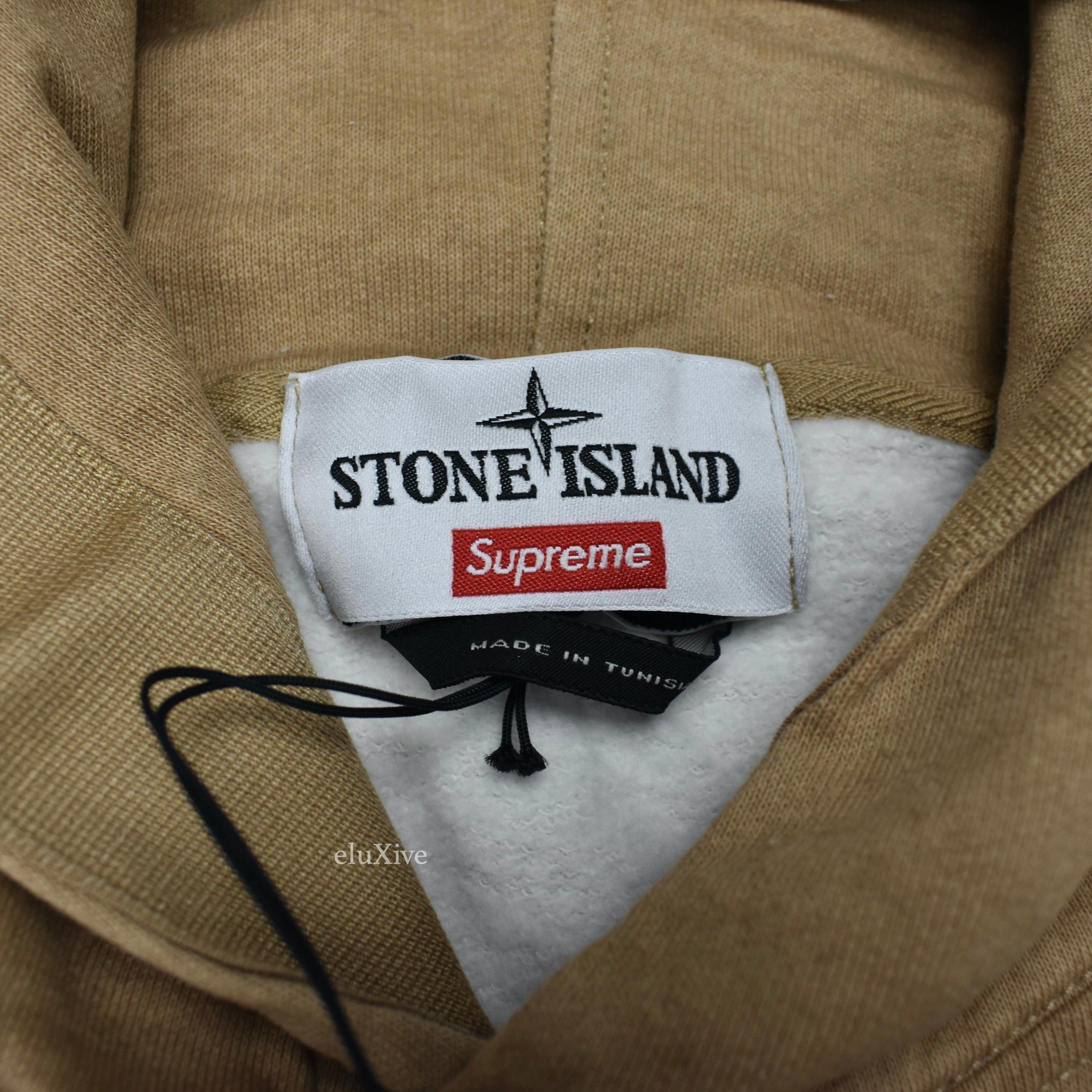 Stone Island × Supreme Supreme Stone Island Side Stripe Logo Hoodie Tan DS Size US L / EU 52-54 / 3 - 3 Thumbnail