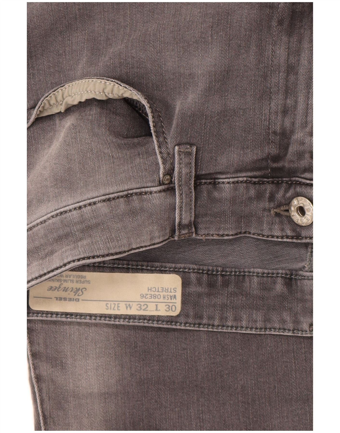Diesel Womens Skinzee Regular Super Slim Skinny Jeans W32 L30 Grey Size 24" / US 00 / IT 34 - 3 Thumbnail