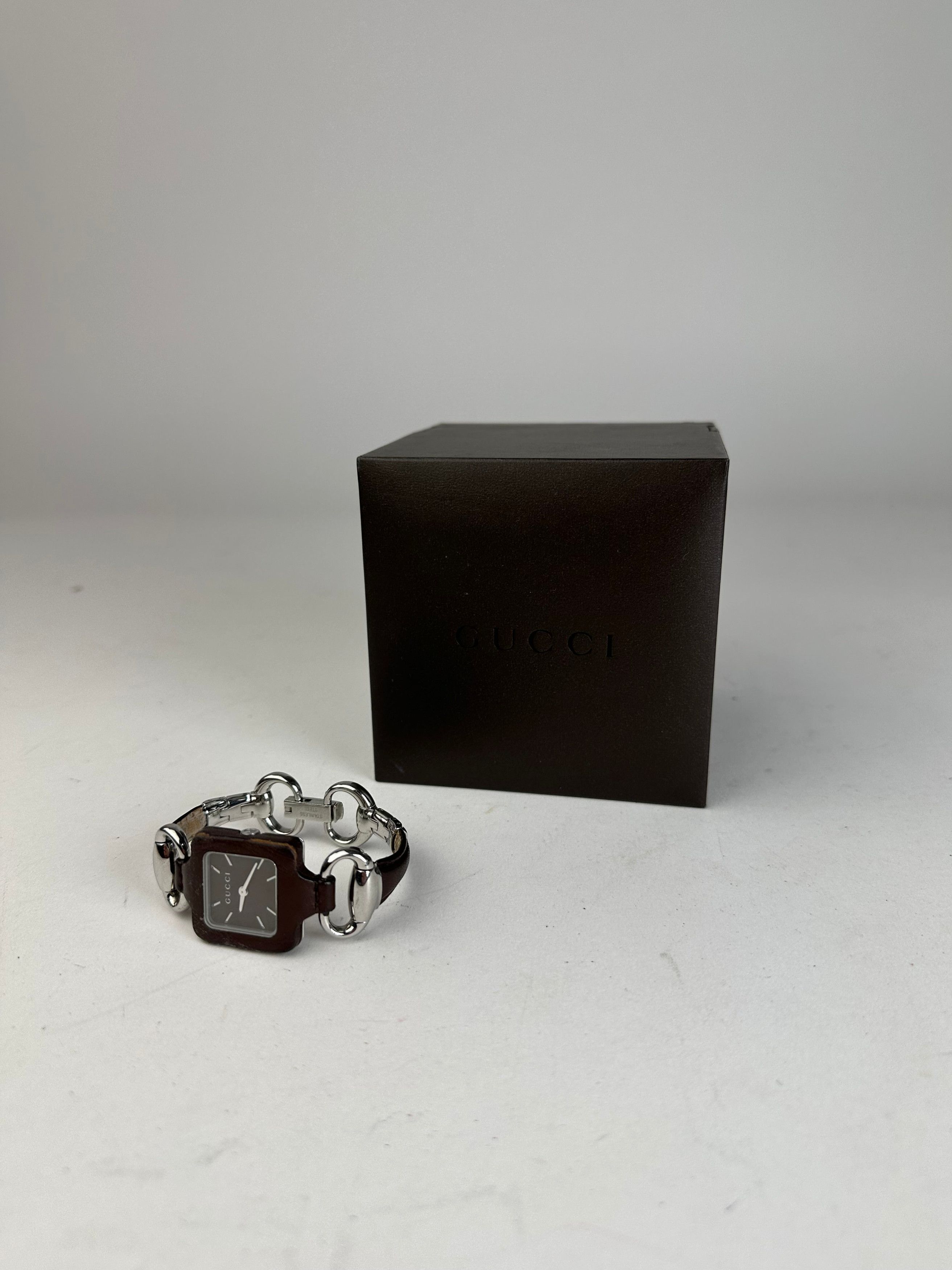 Gucci Vintage Horsebit Leather Steel Watch Black Silver Size ONE SIZE - 6 Thumbnail