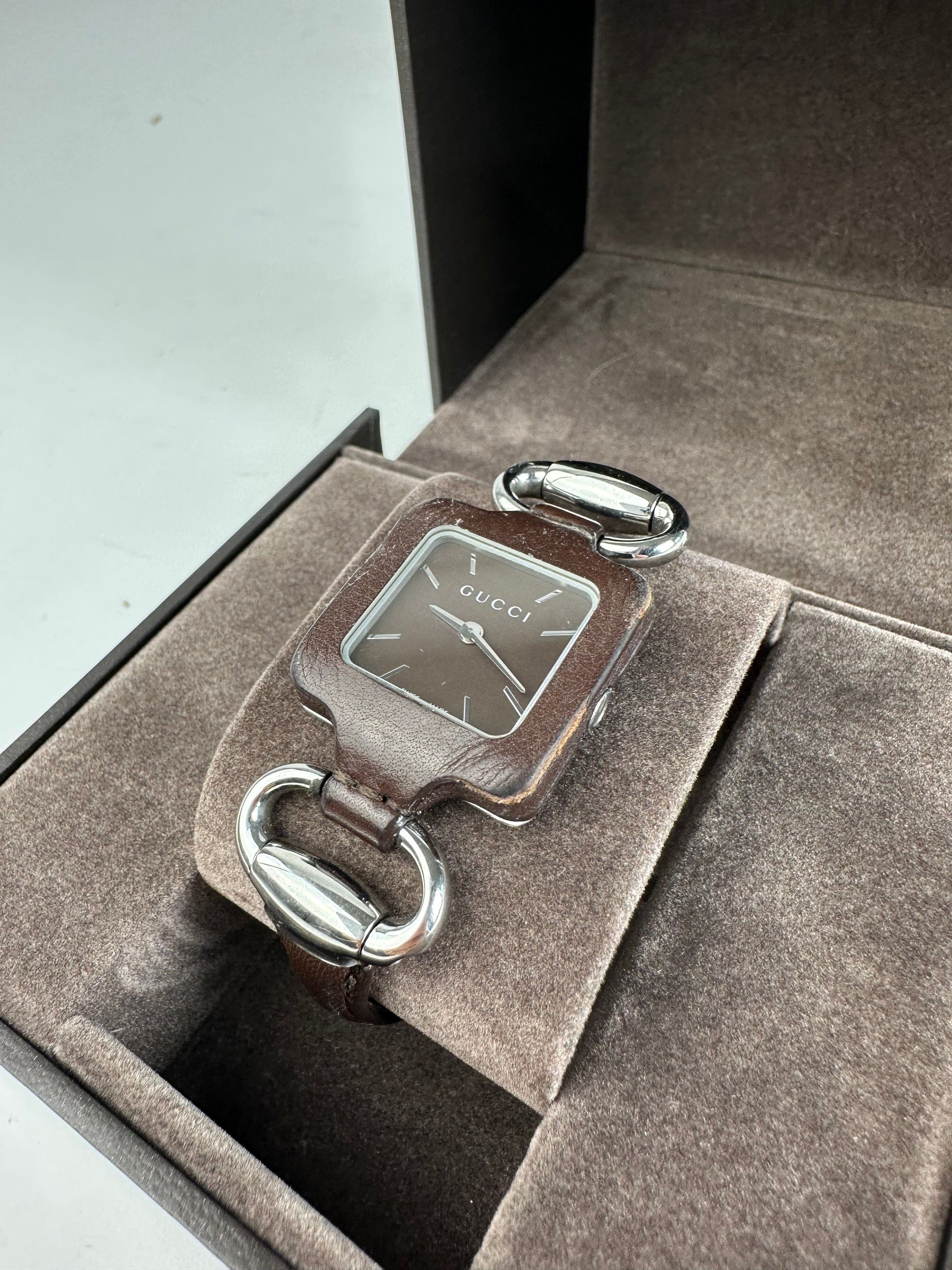 Gucci Vintage Horsebit Leather Steel Watch Black Silver Size ONE SIZE - 8 Thumbnail