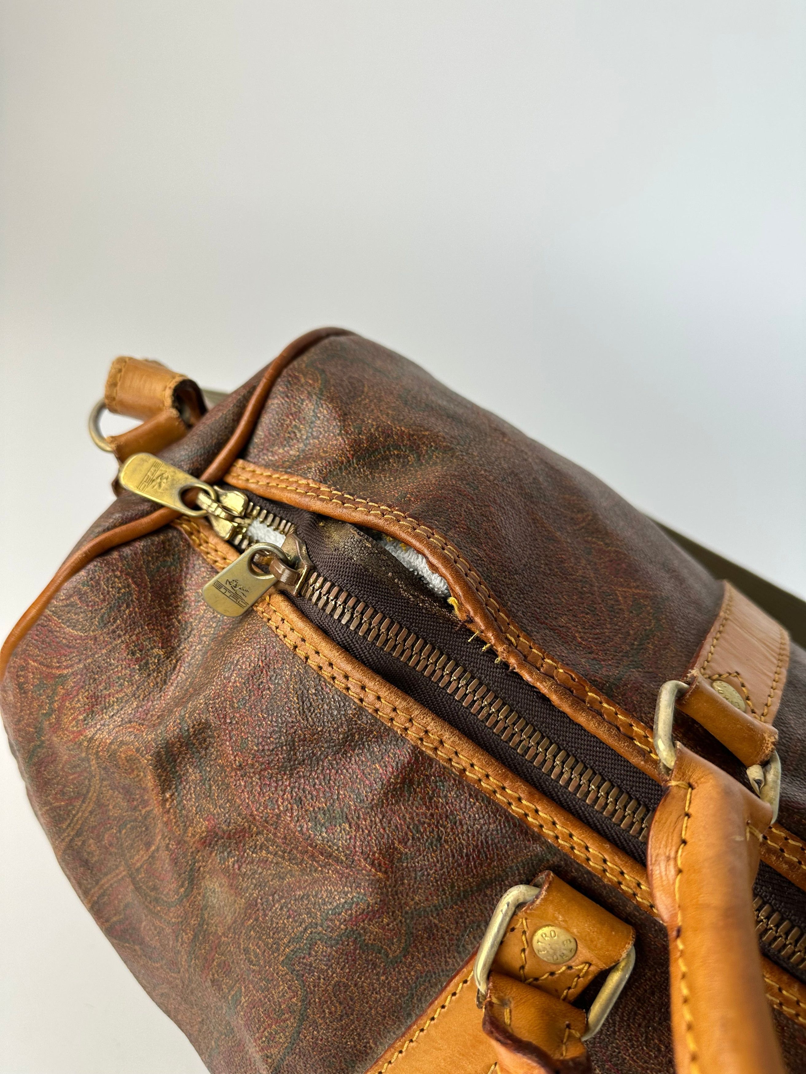 Etro Vintage Paisley Leather 2Way Duffel Bag Size ONE SIZE - 7 Thumbnail