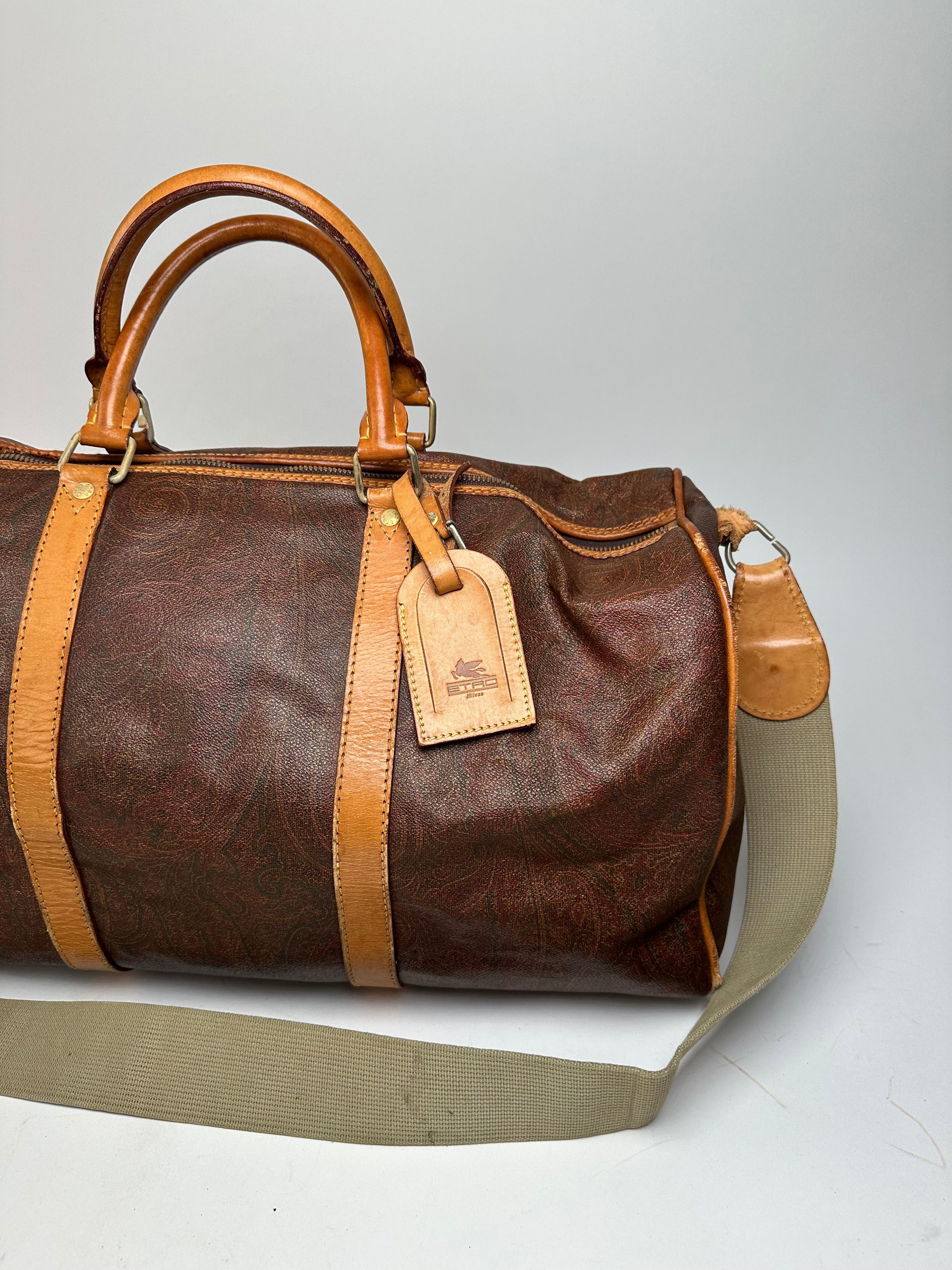 Etro Vintage Paisley Leather 2Way Duffel Bag Size ONE SIZE - 4 Thumbnail