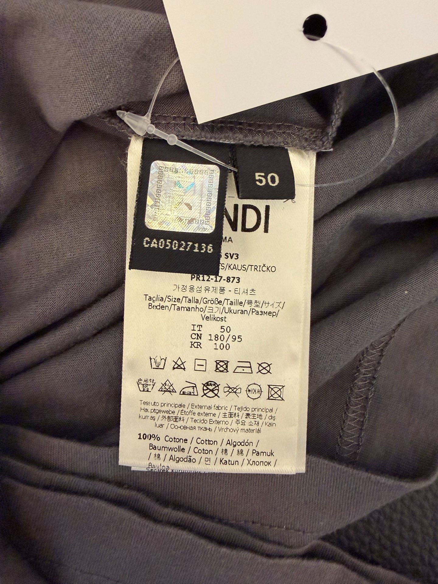 Fendi Fendi Gray T-Shirt 50 Men Size US XL / EU 56 / 4 - 5 Thumbnail