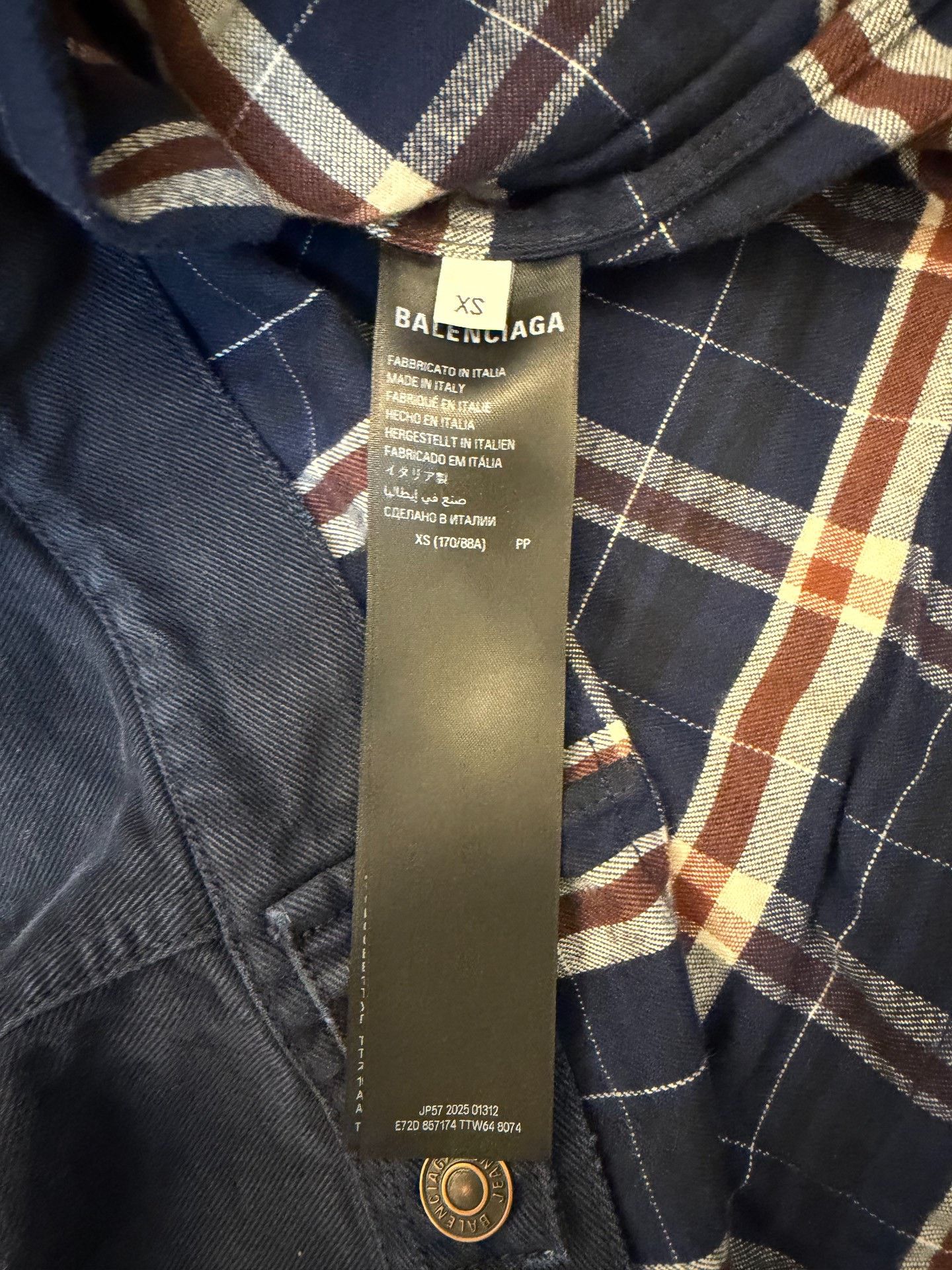Balenciaga Balenciaga Patchwork Plaid Denim Jacket XS Men Size US XS / EU 42 / 0 - 4 Thumbnail