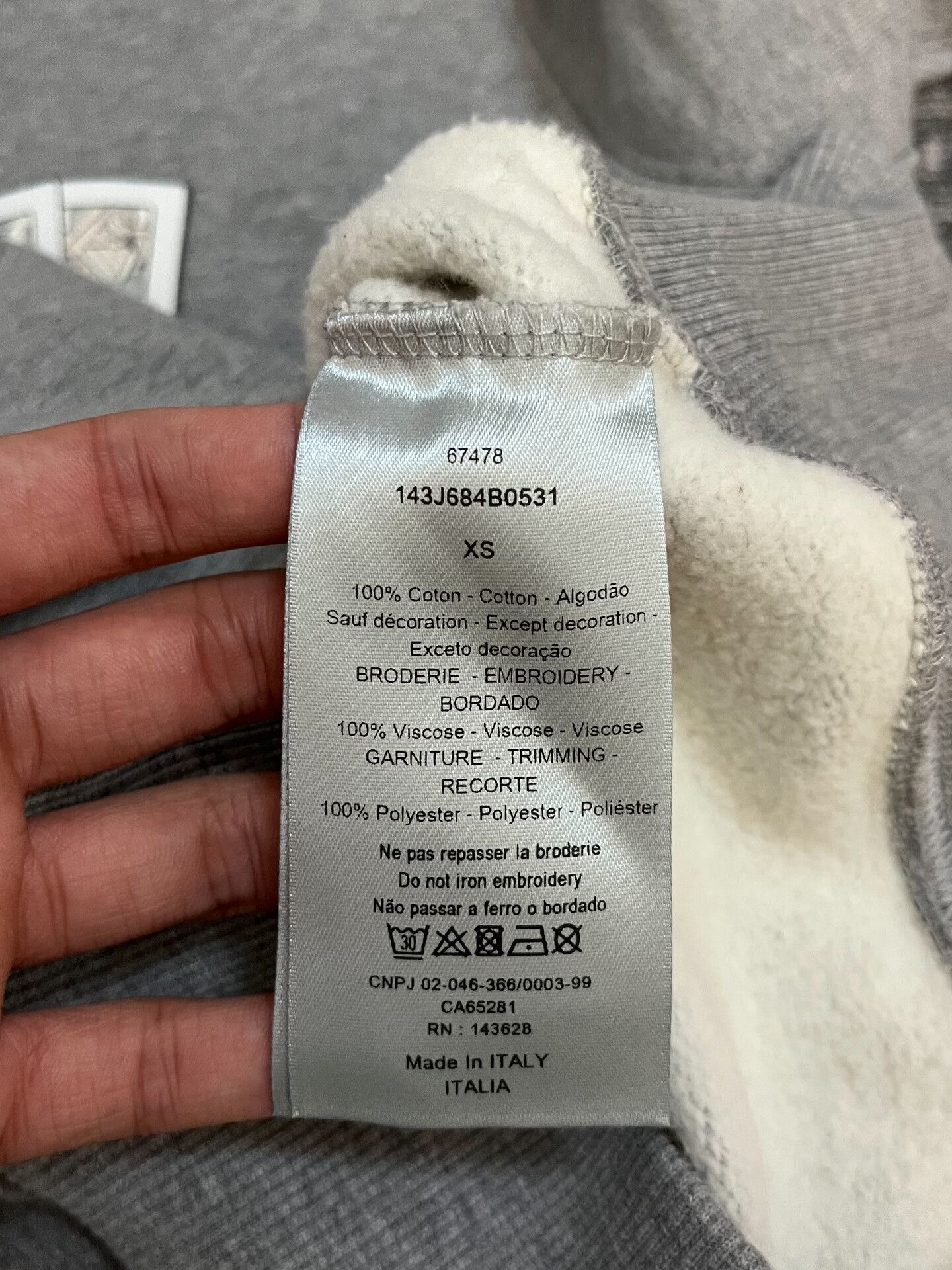 Dior Dior Cotton Gray Hoodie XS Men Size US XS / EU 42 / 0 - 4 Thumbnail