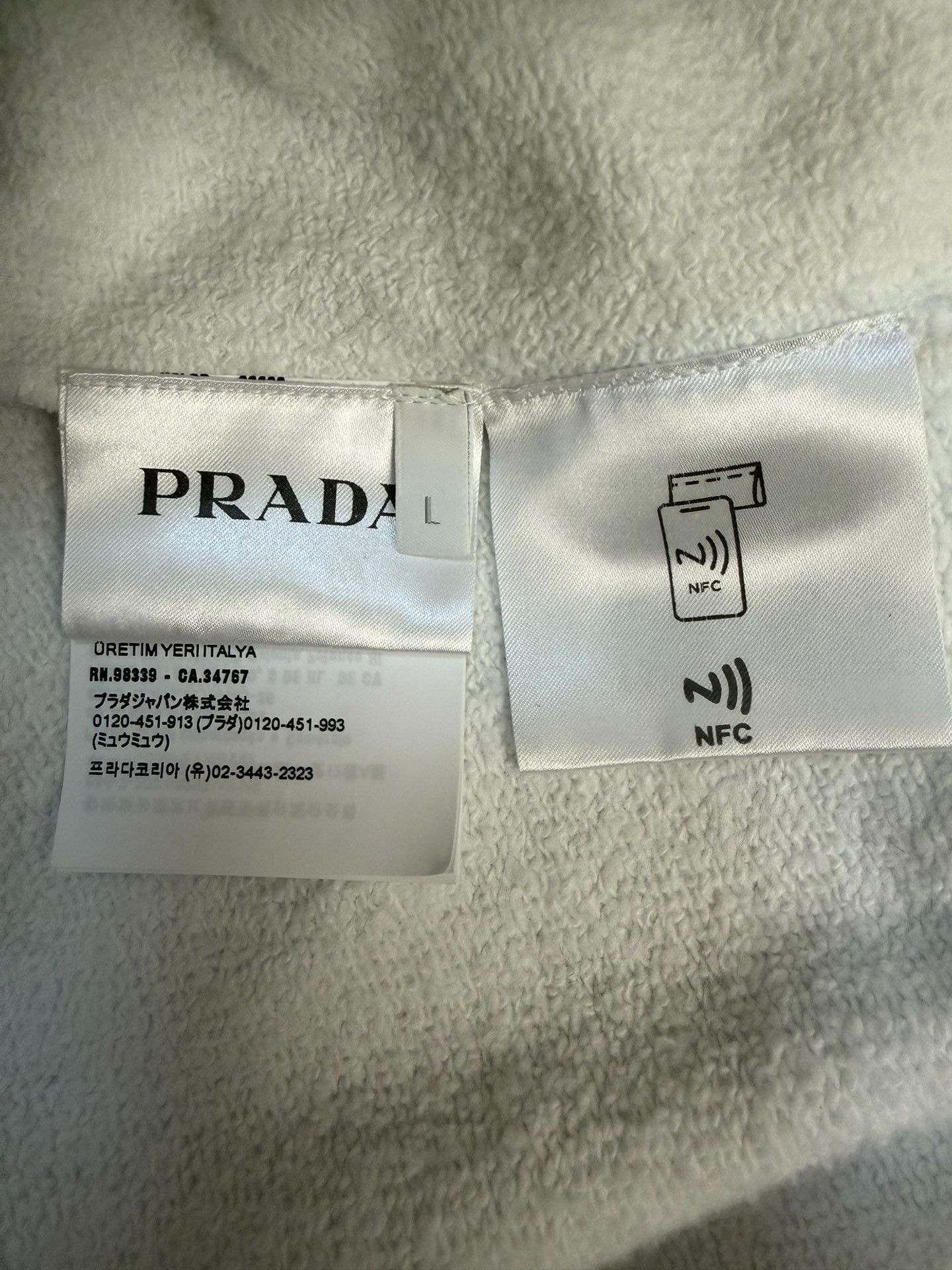 Prada Prada Fleece Cotton White Hoodie L Men Size US L / EU 52-54 / 3 - 6 Thumbnail