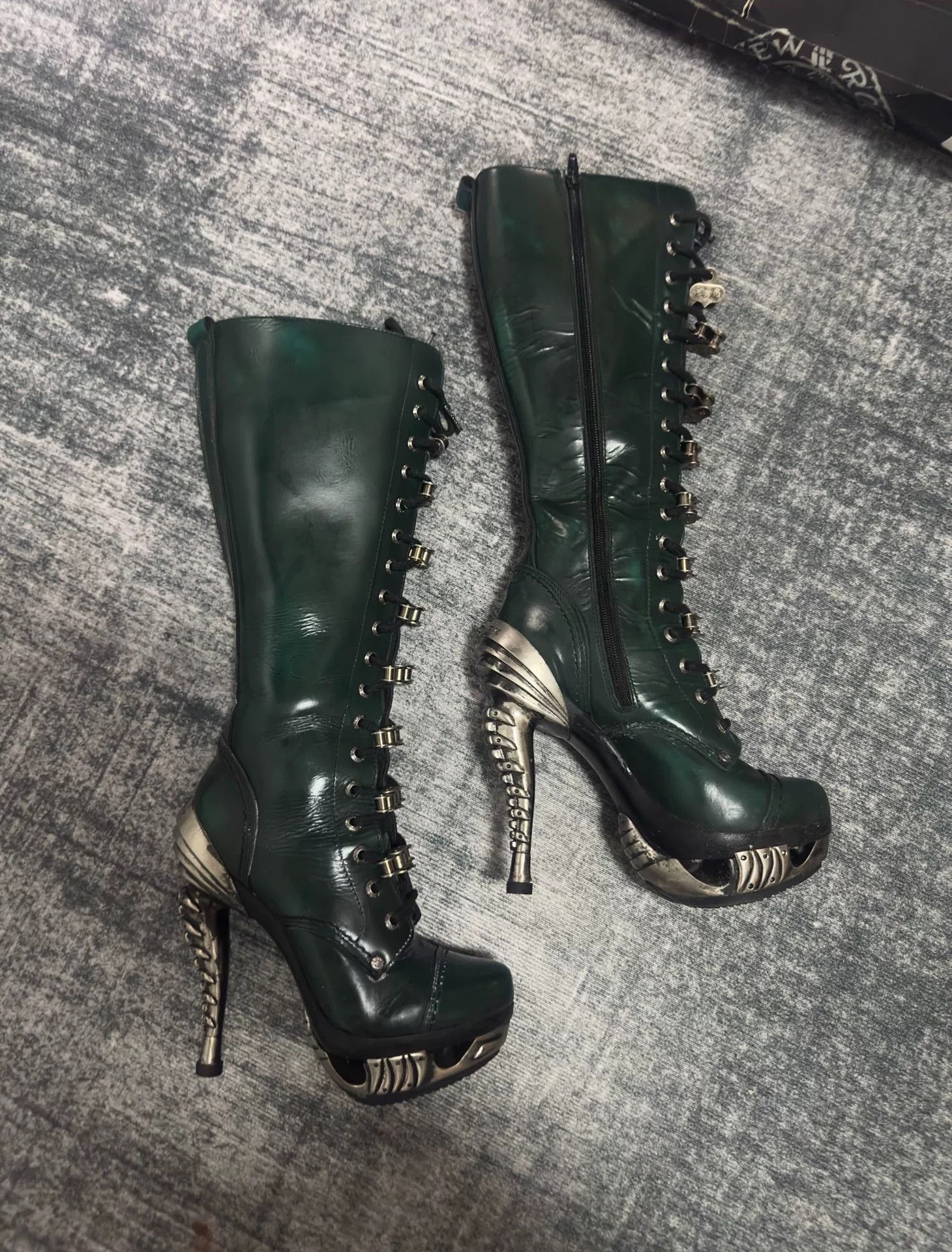 New Rock New Rock Leather Green Boots 36 Women Size US 6 / IT 36 - 3 Thumbnail