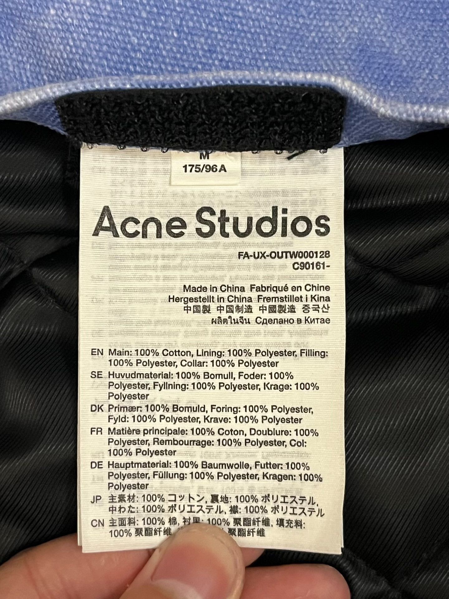 Acne Studios Acne Studios Quilted Oversized Blue Light Jacket M Men Size US M / EU 48-50 / 2 - 4 Thumbnail