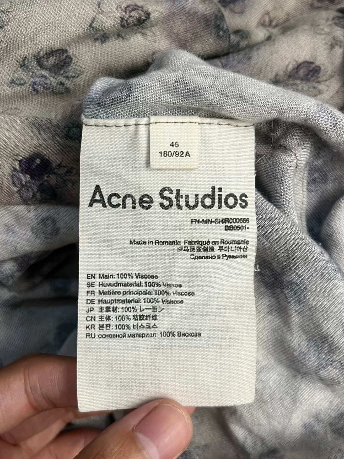 Acne Studios Acne Studios Printed Gray Shirt 46 Men Size US L / EU 52-54 / 3 - 3 Thumbnail
