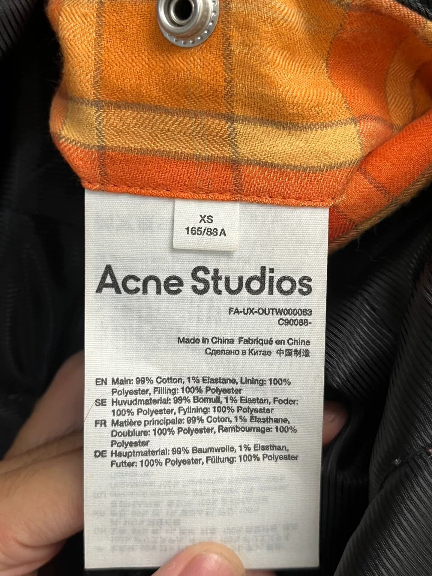 Acne Studios Acne Studios Plaid Cotton Orange Down Jacket XS Women Size XS / US 0-2 / IT 36-38 - 4 Thumbnail