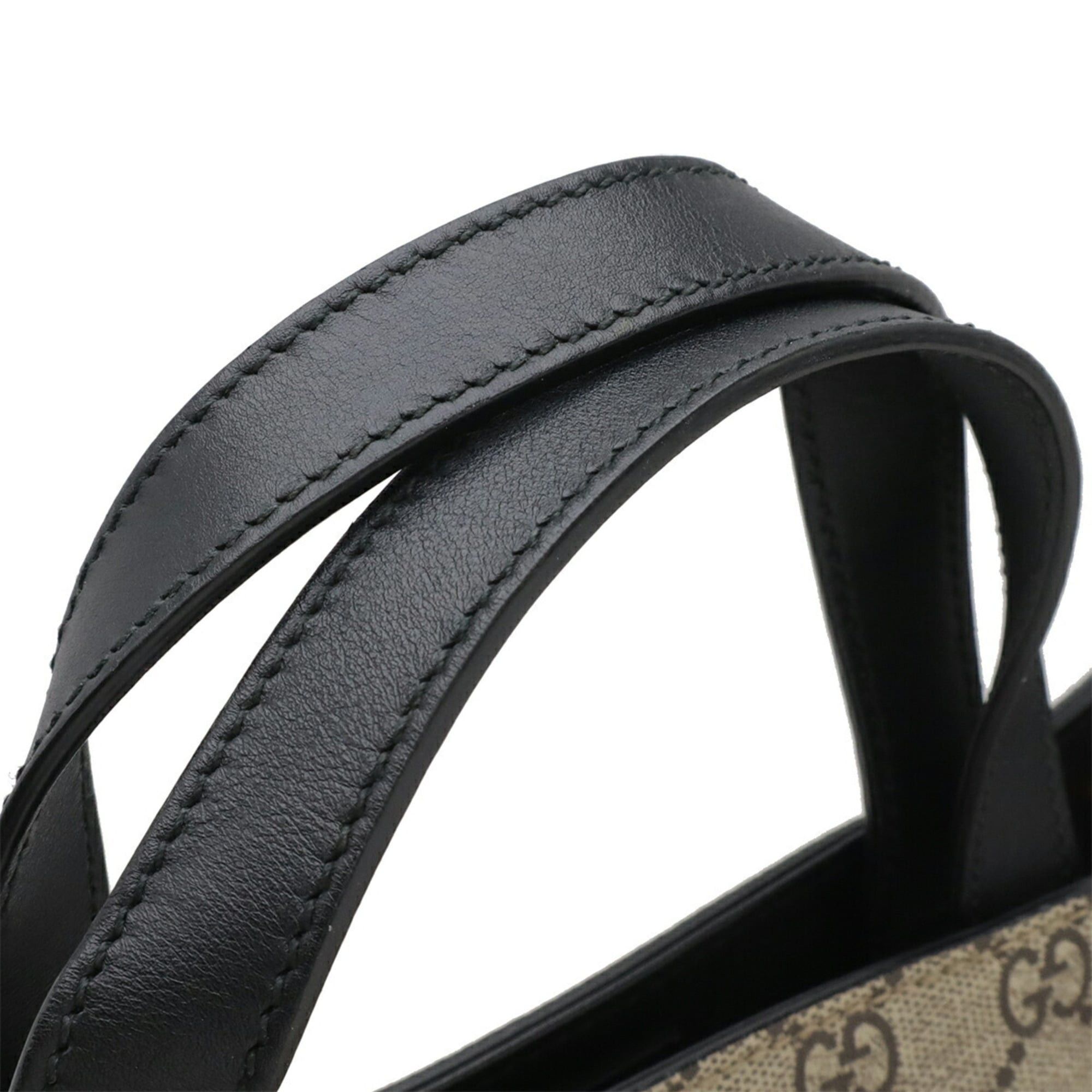 Gucci GUCCI GG Supreme Bee Print Tote Bag/Shoulder Bag, Leather, Khaki Beige/Black, 450950 Size ONE SIZE - 6 Thumbnail
