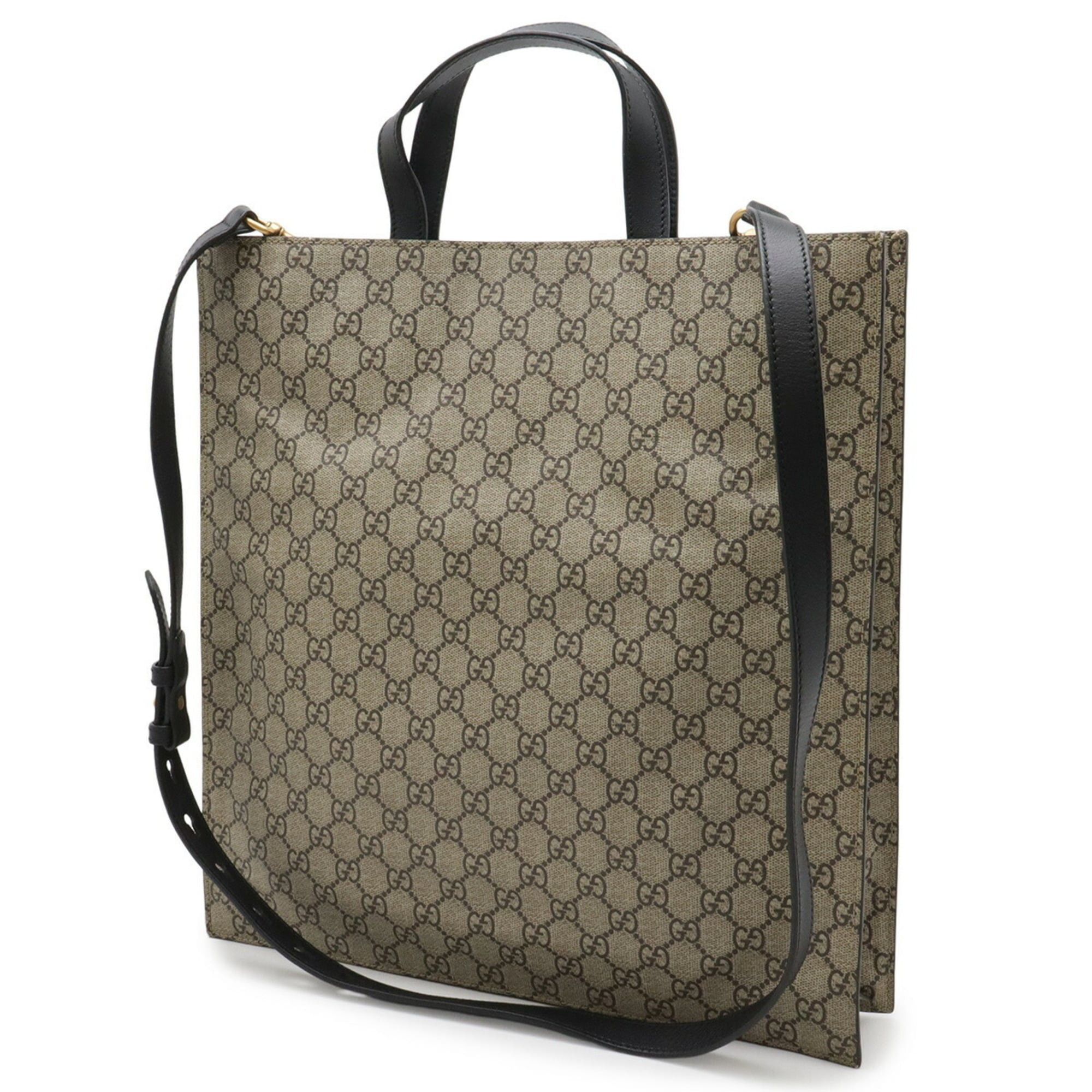 Gucci GUCCI GG Supreme Bee Print Tote Bag/Shoulder Bag, Leather, Khaki Beige/Black, 450950 Size ONE SIZE - 3 Thumbnail