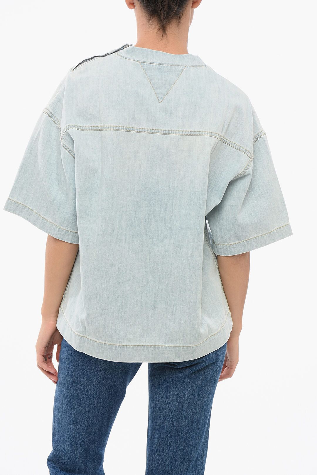 Bottega Veneta Light-Wash Denim Blouse with Pocket Size XS / US 0-2 / IT 36-38 - 2 Thumbnail