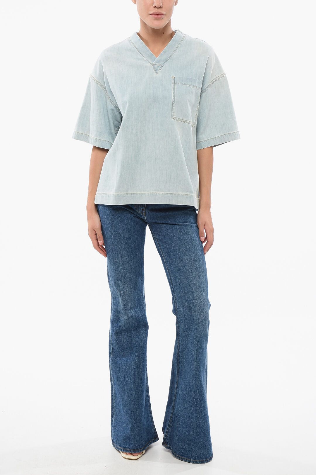 Bottega Veneta Light-Wash Denim Blouse with Pocket Size S / US 4 / IT 40 - 4 Thumbnail