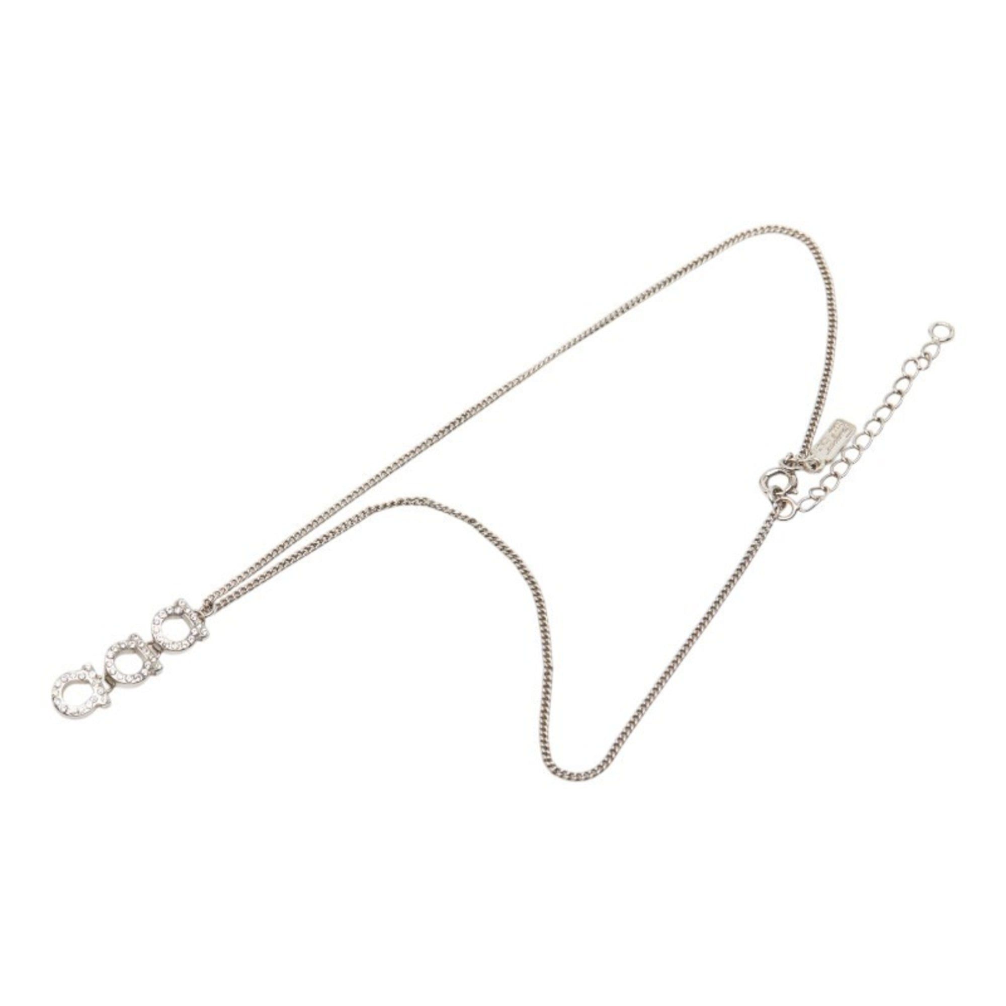 Salvatore Ferragamo Salvatore Ferragamo Gancini Necklace, Silver Metal Rhinestone, Women's Size ONE SIZE - 4 Thumbnail