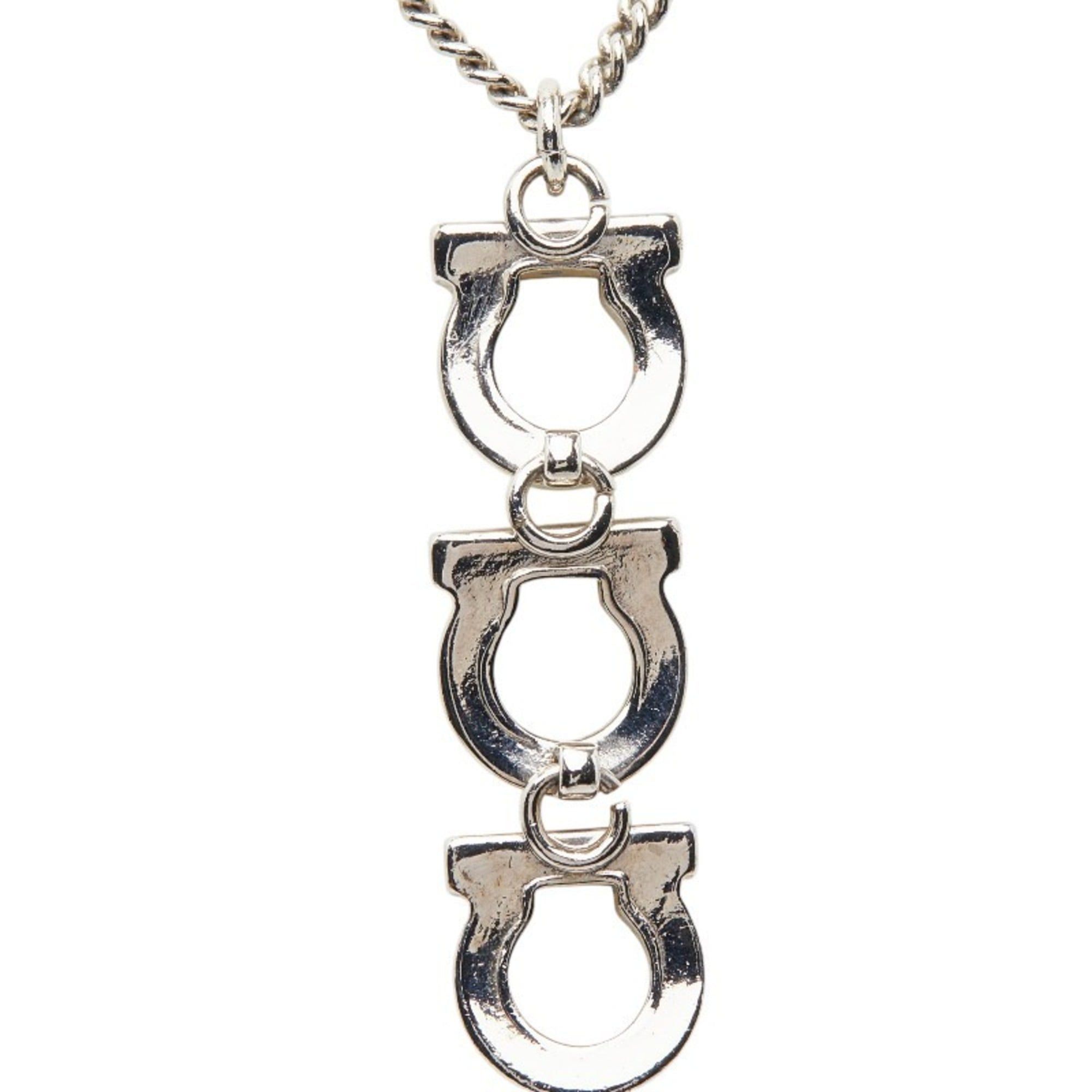 Salvatore Ferragamo Salvatore Ferragamo Gancini Necklace, Silver Metal Rhinestone, Women's Size ONE SIZE - 3 Thumbnail