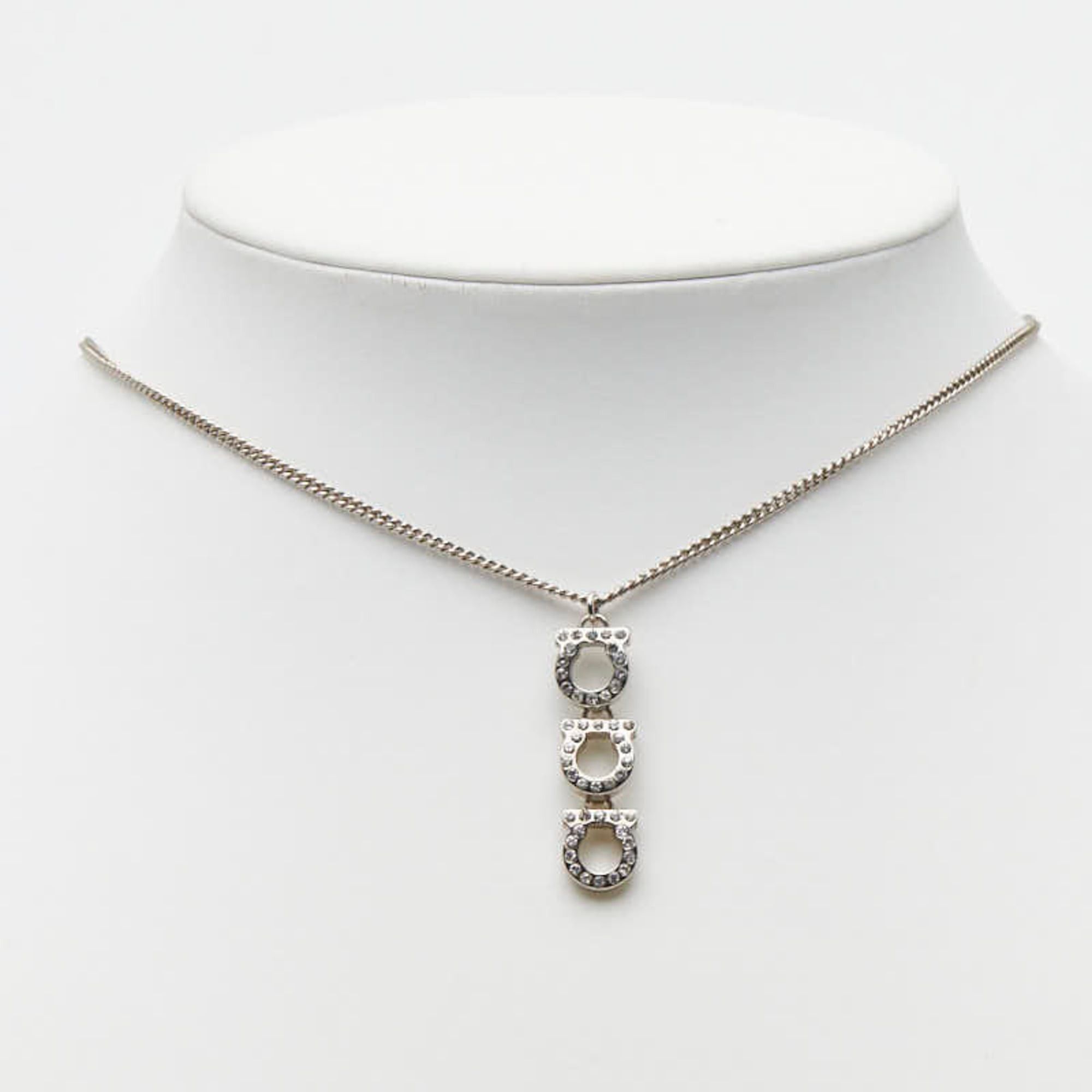 Salvatore Ferragamo Salvatore Ferragamo Gancini Necklace, Silver Metal Rhinestone, Women's Size ONE SIZE - 6 Thumbnail