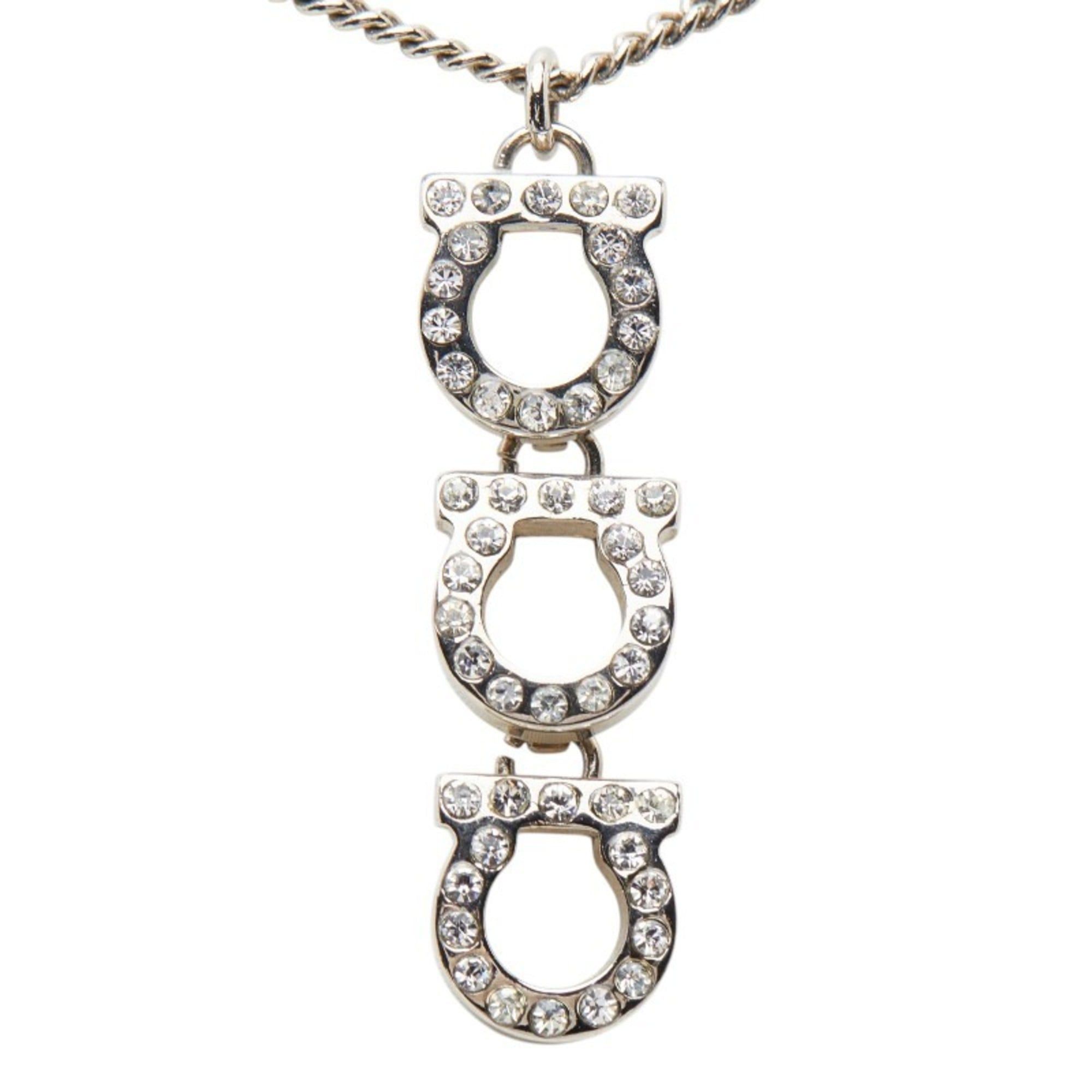 Salvatore Ferragamo Salvatore Ferragamo Gancini Necklace, Silver Metal Rhinestone, Women's Size ONE SIZE - 2 Thumbnail