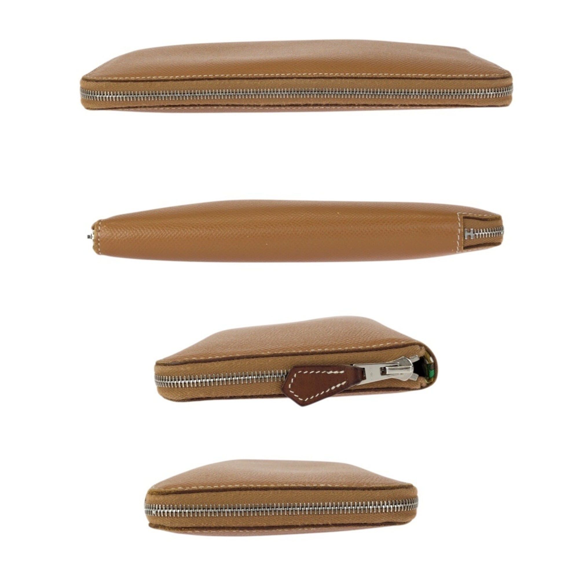 Hermes HERMES Azap Long Silk In Gold Brown Silver Hardware Veau Epsom Leather Wallet Round Zipper Y Stamp Women's Size ONE SIZE - 10 Thumbnail