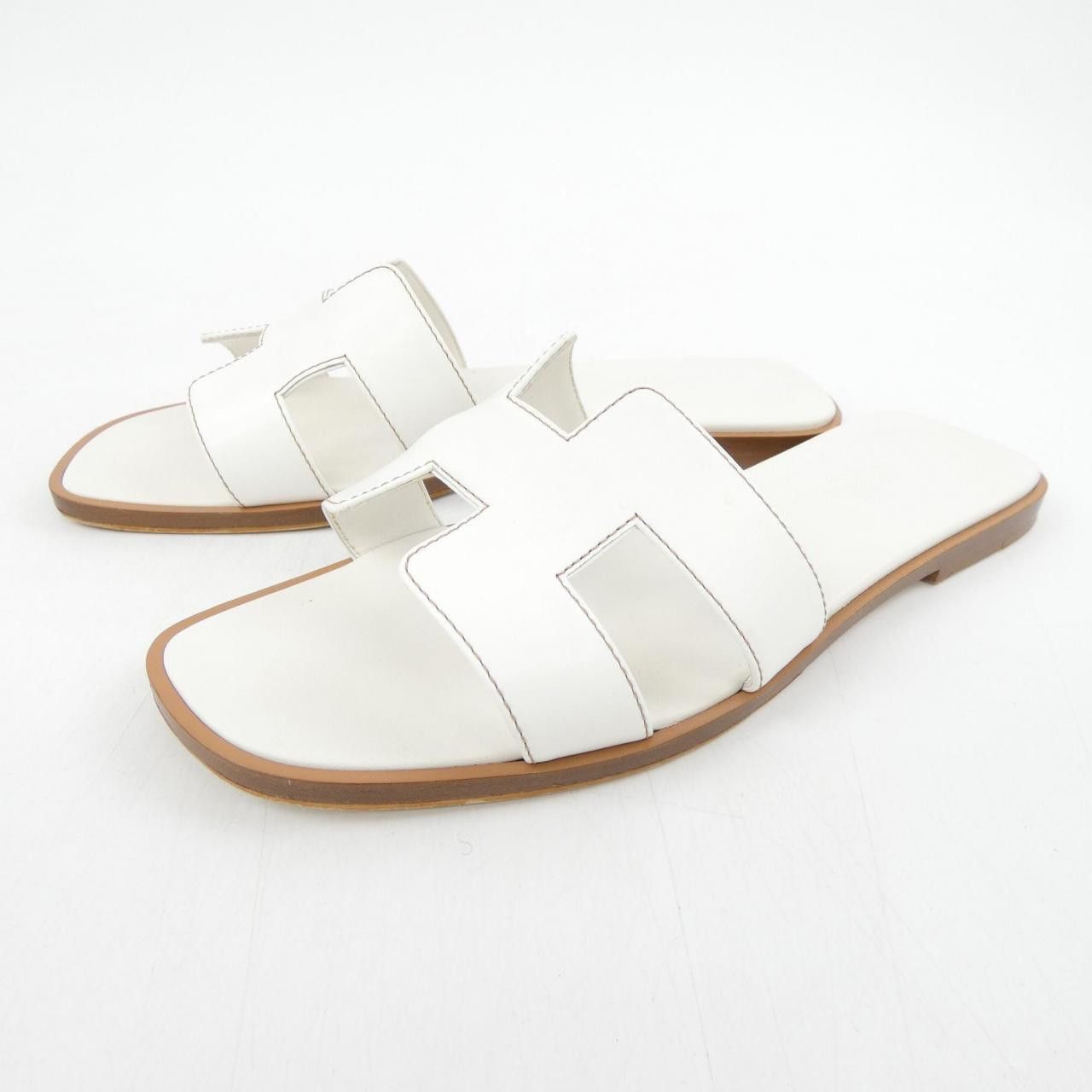 Hermes Hermes Hermes Oran Box Calf Sandals Leather Shoes DUTY FREE for USA Size ONE SIZE - 3 Thumbnail
