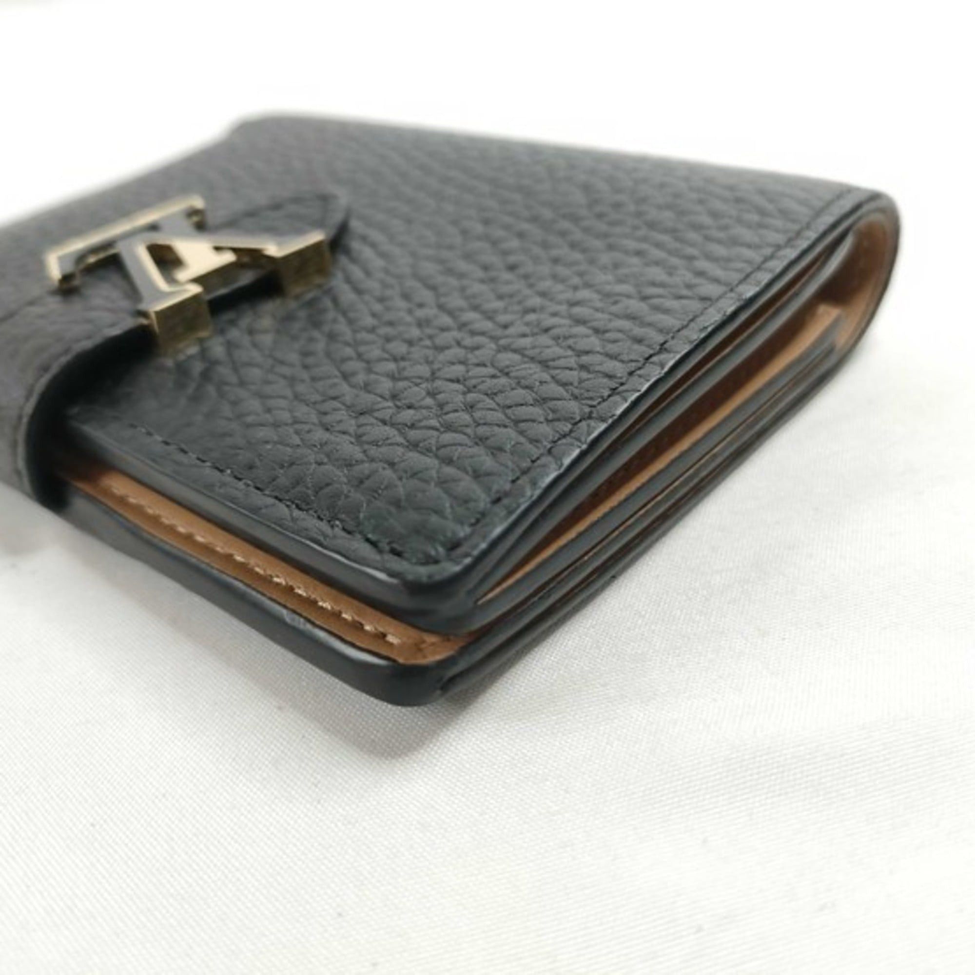 Louis Vuitton Louis Vuitton Bi-fold Wallet LV Vertical Compact M81561 Noir Taurillon Leather Women's Size ONE SIZE - 4 Thumbnail