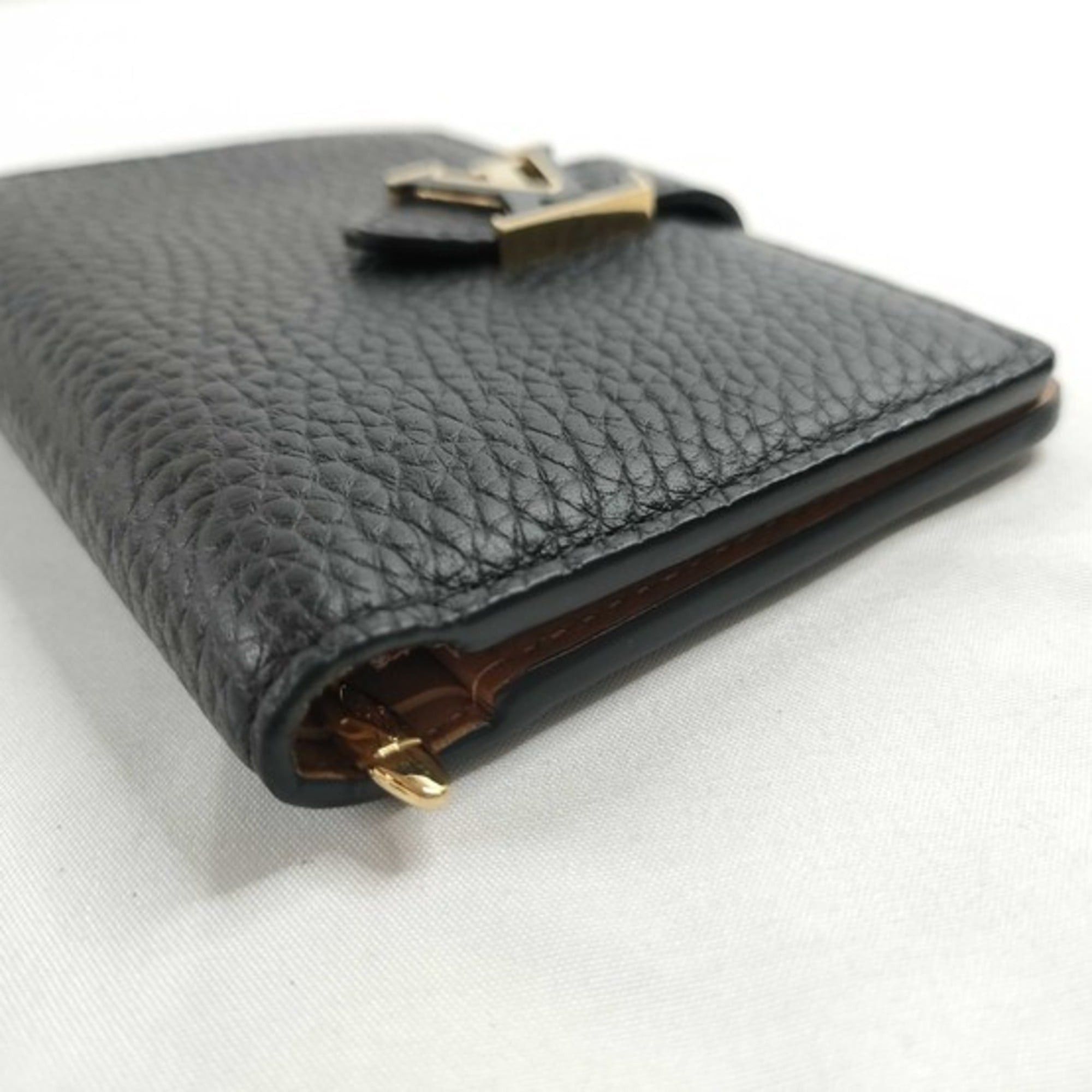 Louis Vuitton Louis Vuitton Bi-fold Wallet LV Vertical Compact M81561 Noir Taurillon Leather Women's Size ONE SIZE - 3 Thumbnail
