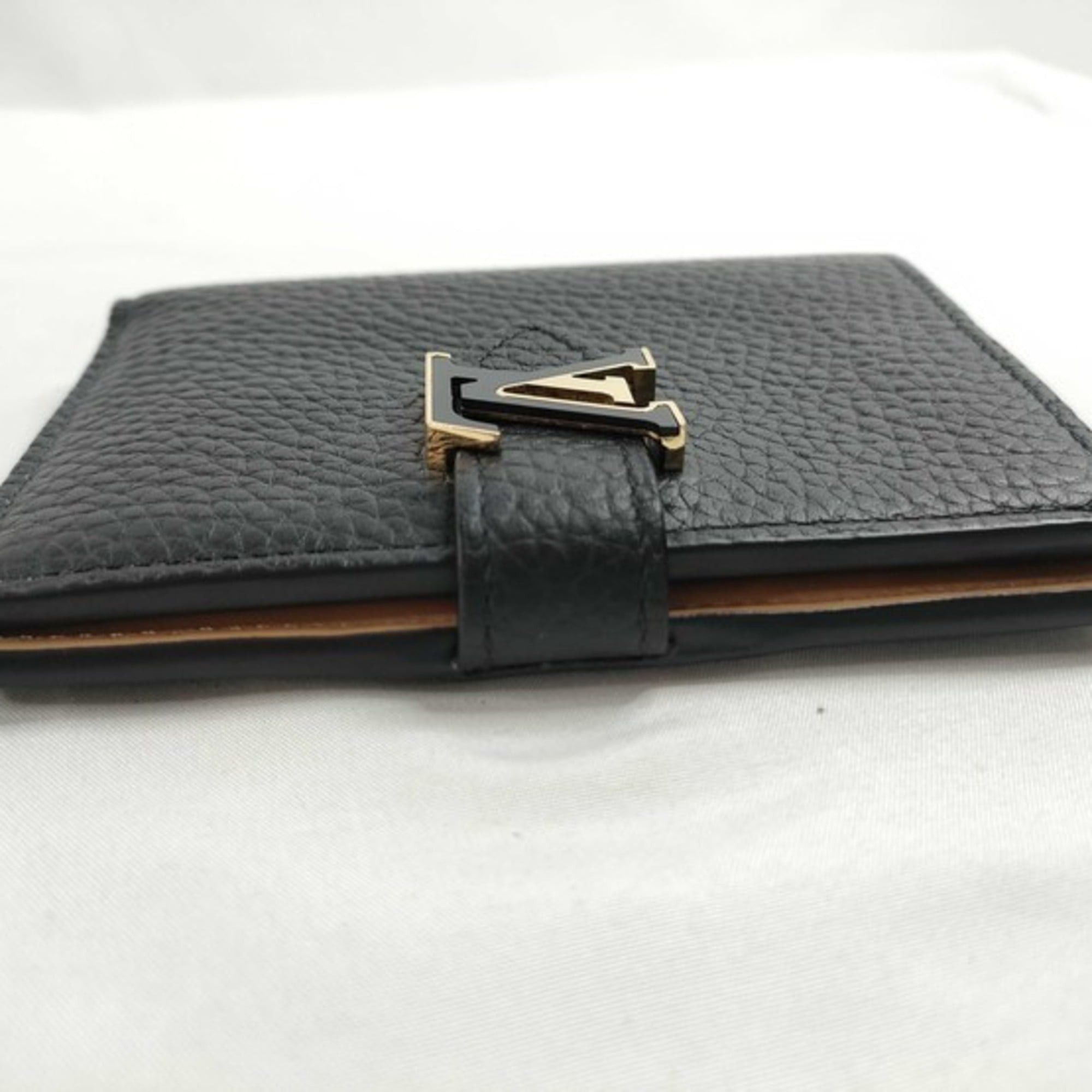 Louis Vuitton Louis Vuitton Bi-fold Wallet LV Vertical Compact M81561 Noir Taurillon Leather Women's Size ONE SIZE - 5 Thumbnail