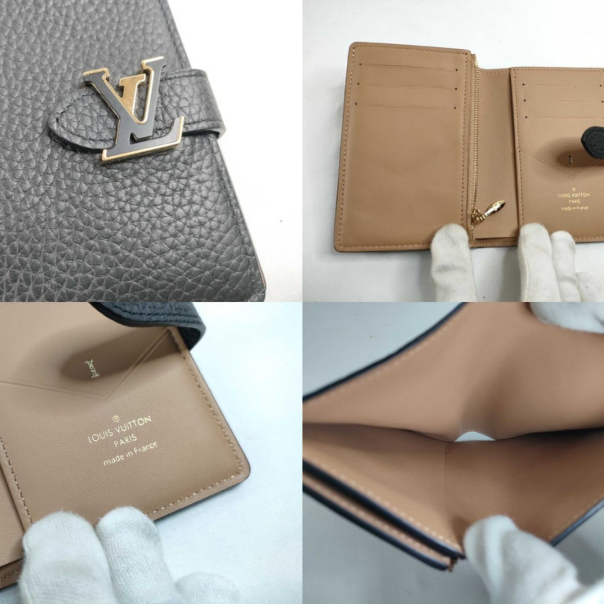 Louis Vuitton Louis Vuitton Bi-fold Wallet LV Vertical Compact M81561 Noir Taurillon Leather Women's Size ONE SIZE - 6 Thumbnail