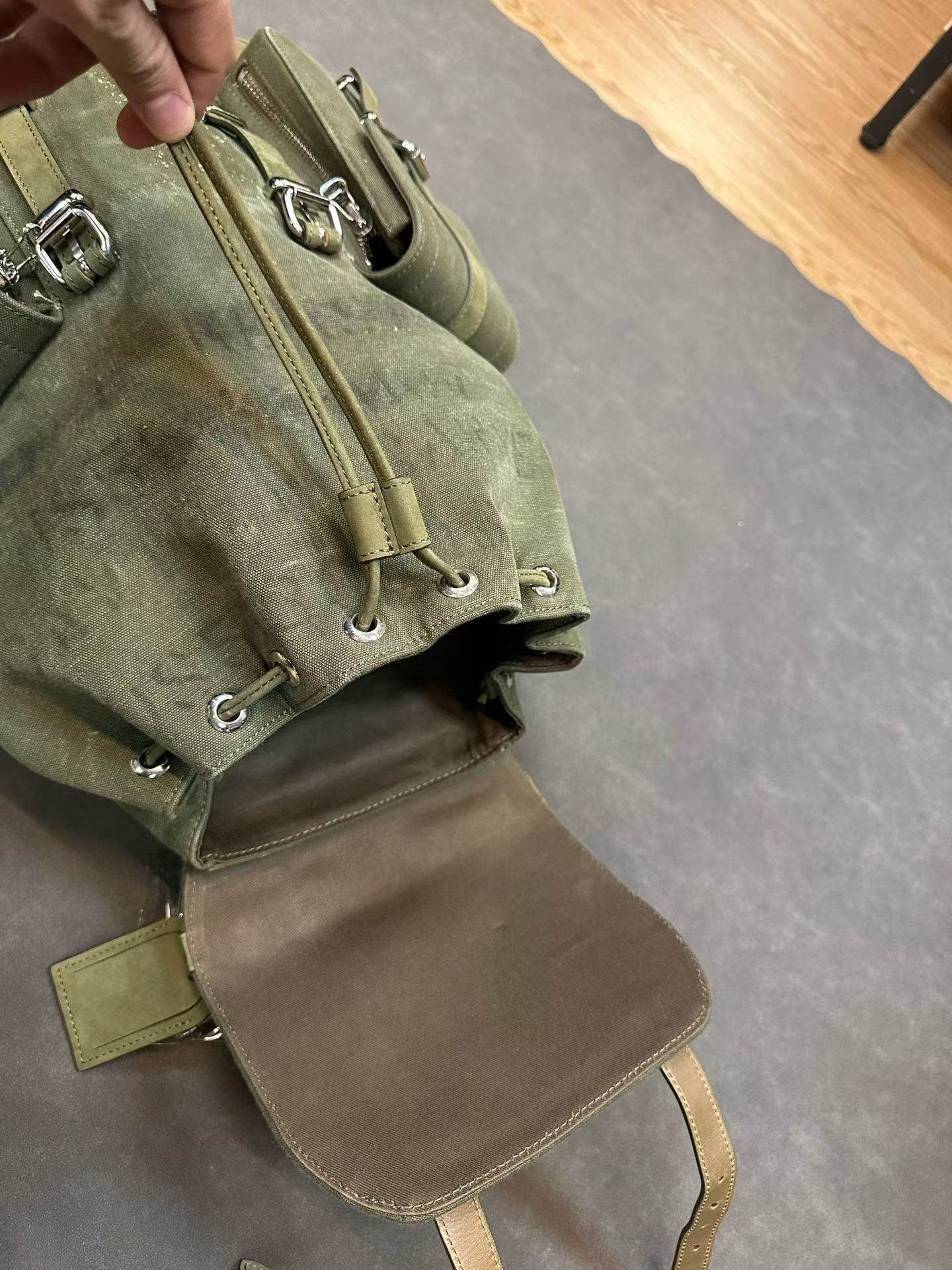 READYMADE ReadyMade Vintage Military Fabric Flap Pocket Backpack Size ONE SIZE - 5 Thumbnail