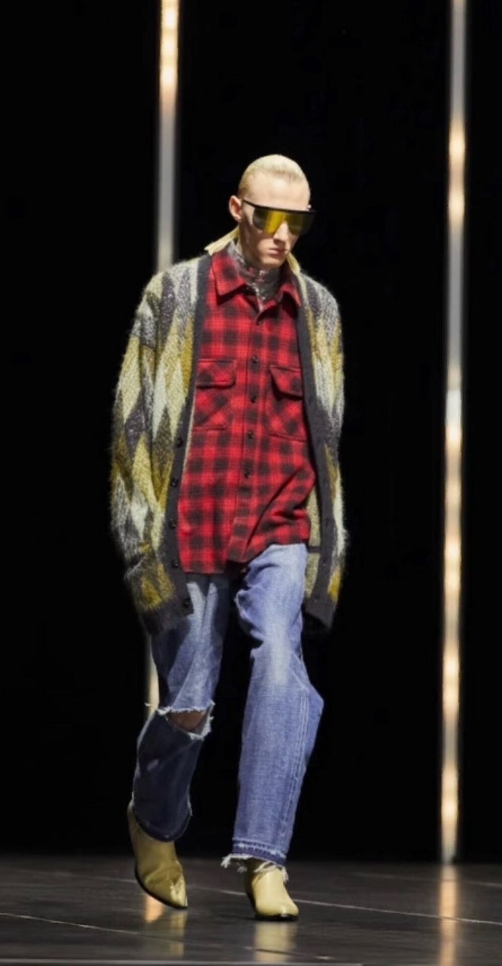 Hedi Slimane Celine FW22 Sequin Mohair Long Cardigan Size XXL / US 16-18 / IT 52-54 - 5 Thumbnail