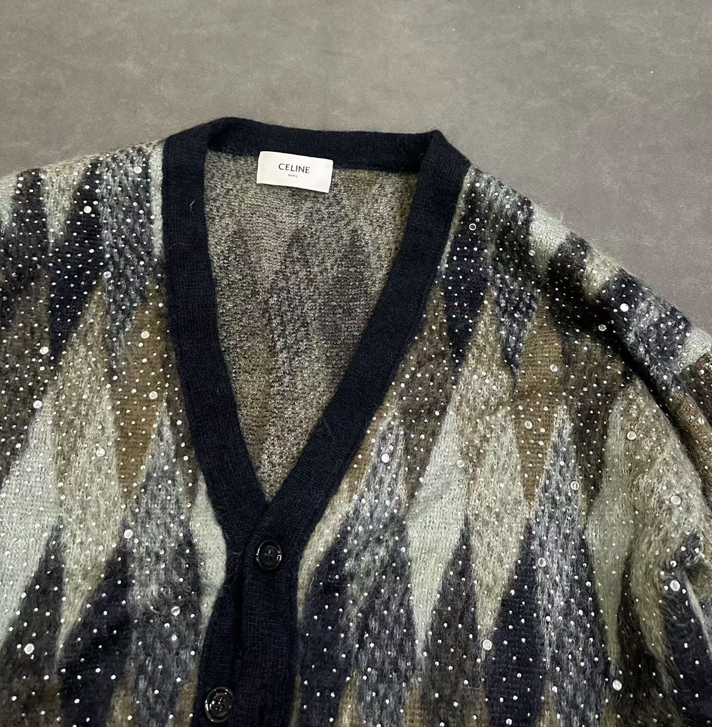 Hedi Slimane Celine FW22 Sequin Mohair Long Cardigan Size XXL / US 16-18 / IT 52-54 - 3 Thumbnail