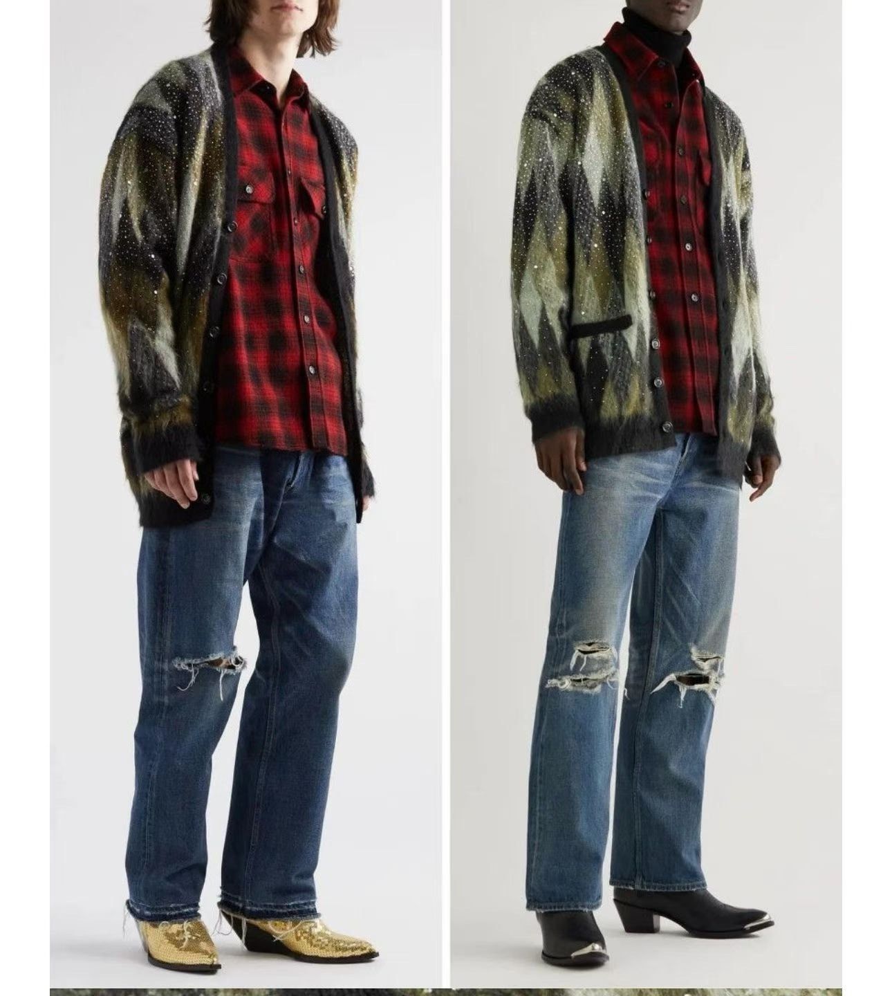 Hedi Slimane Celine FW22 Sequin Mohair Long Cardigan Size XXL / US 16-18 / IT 52-54 - 6 Thumbnail
