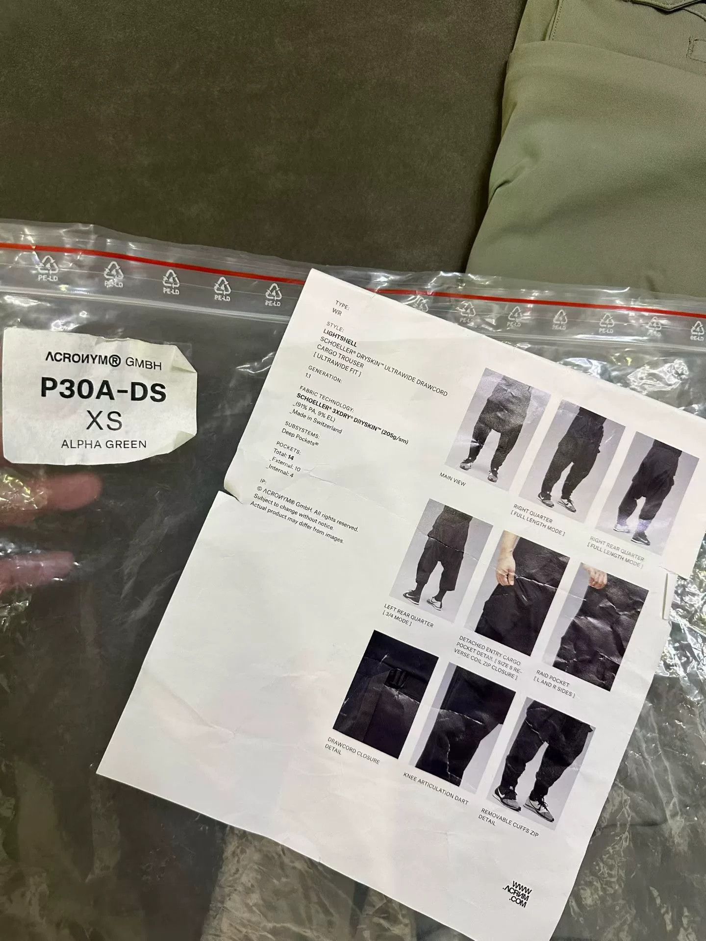 Acronym Acronym P30A-DS Utility Cargo Pants Size US 26 / EU 42 - 3 Thumbnail