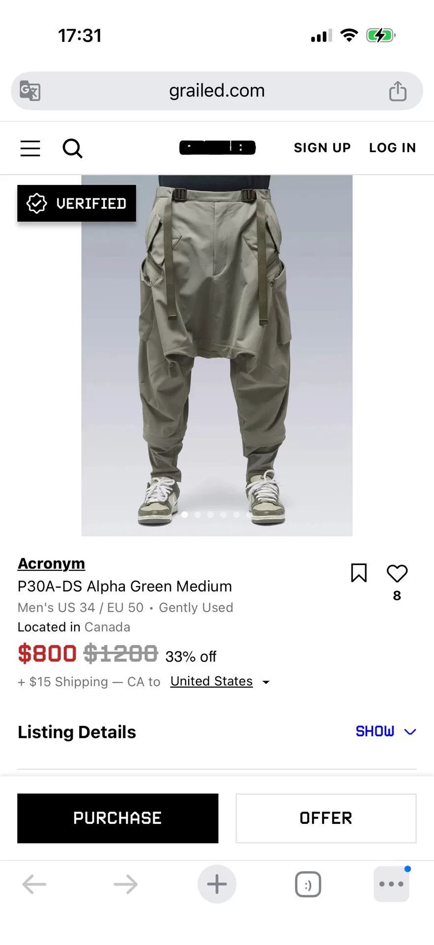 Acronym Acronym P30A-DS Utility Cargo Pants Size US 26 / EU 42 - 6 Thumbnail