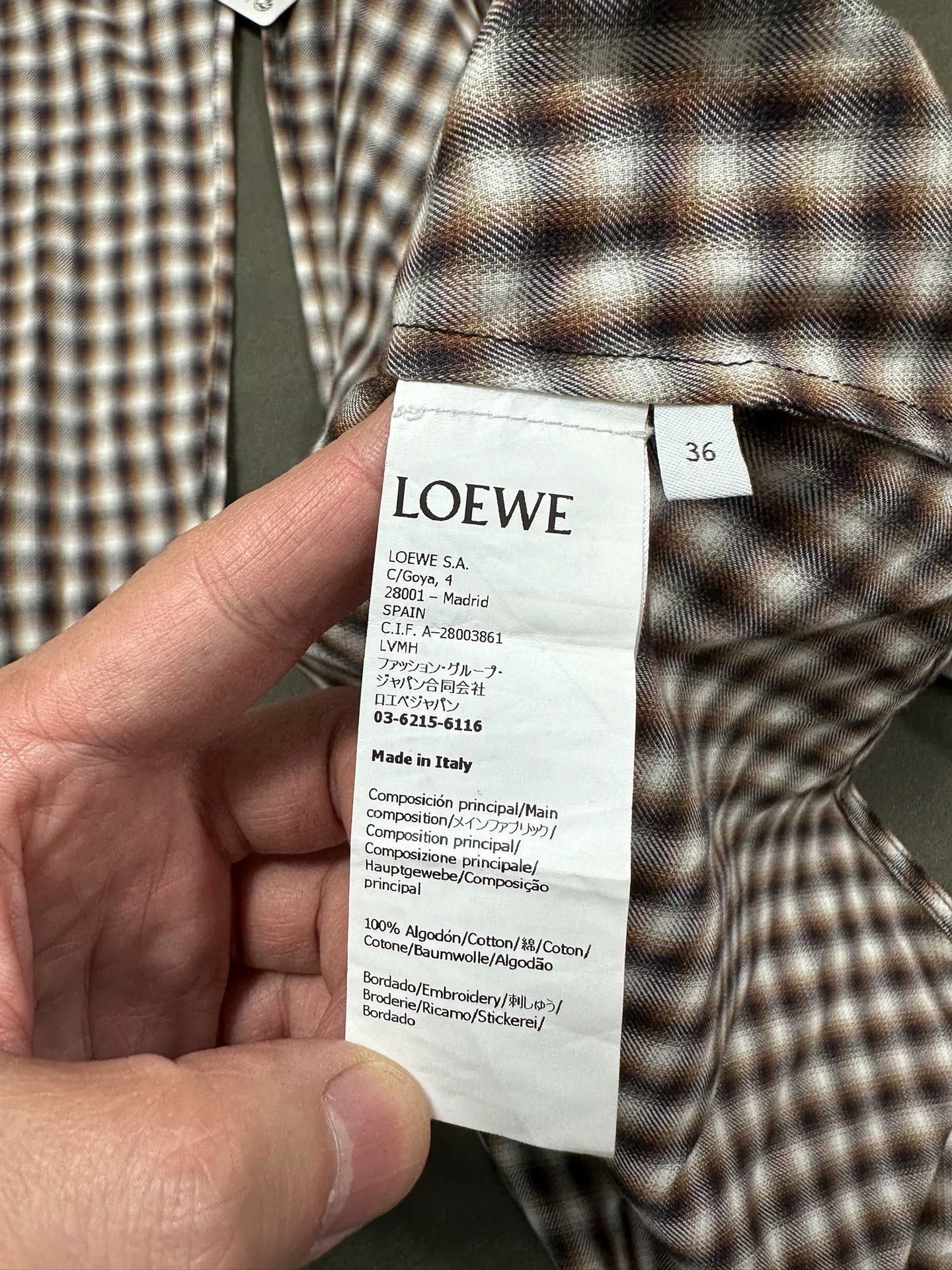Loewe LOEWE FW24 Embroidered Logo Plaid Shirt Size XS / US 0-2 / IT 36-38 - 7 Thumbnail
