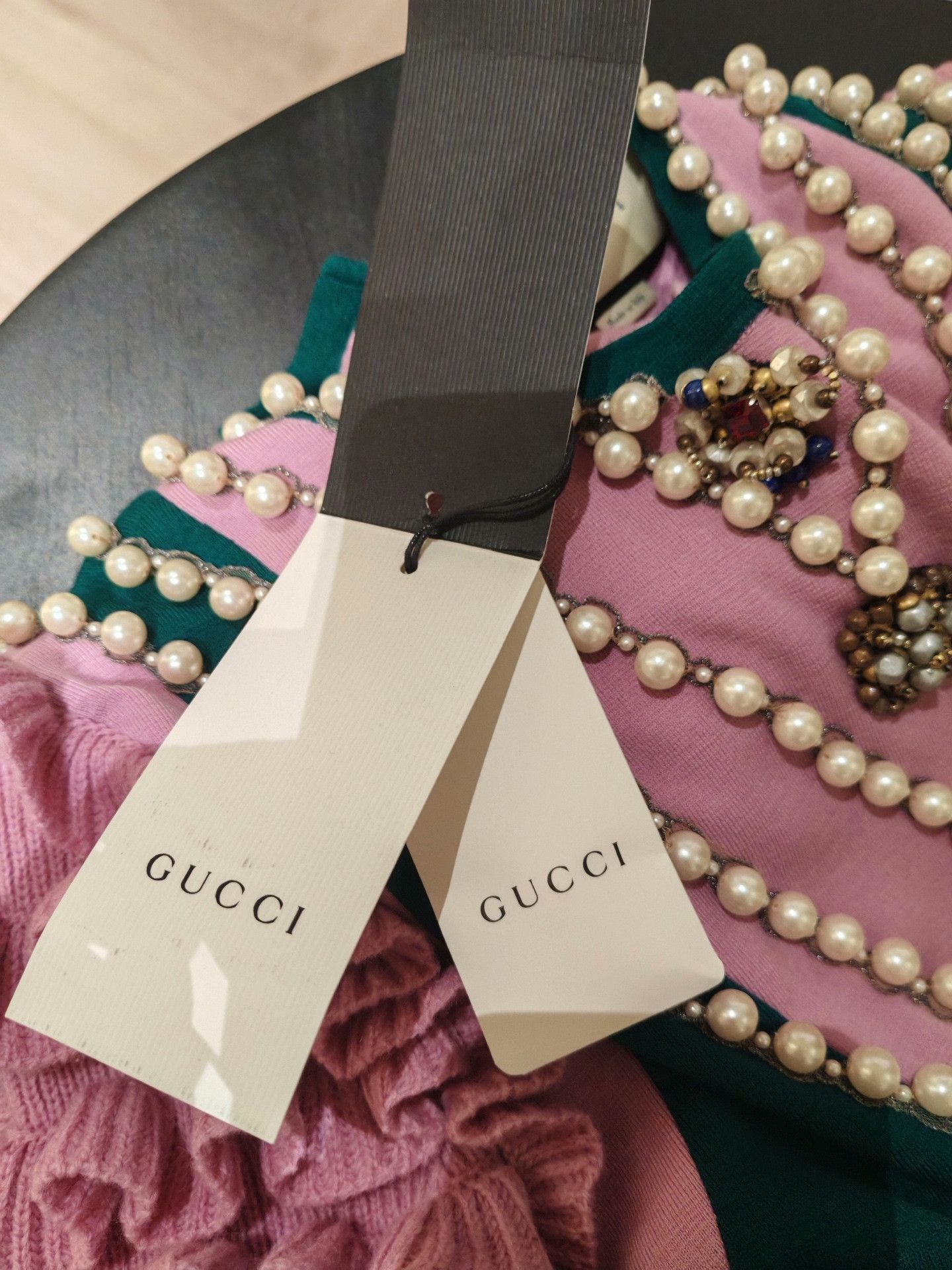 Gucci Gucci Pearl Embellished Pink Green Dress Size S / US 4 / IT 40 - 5 Thumbnail