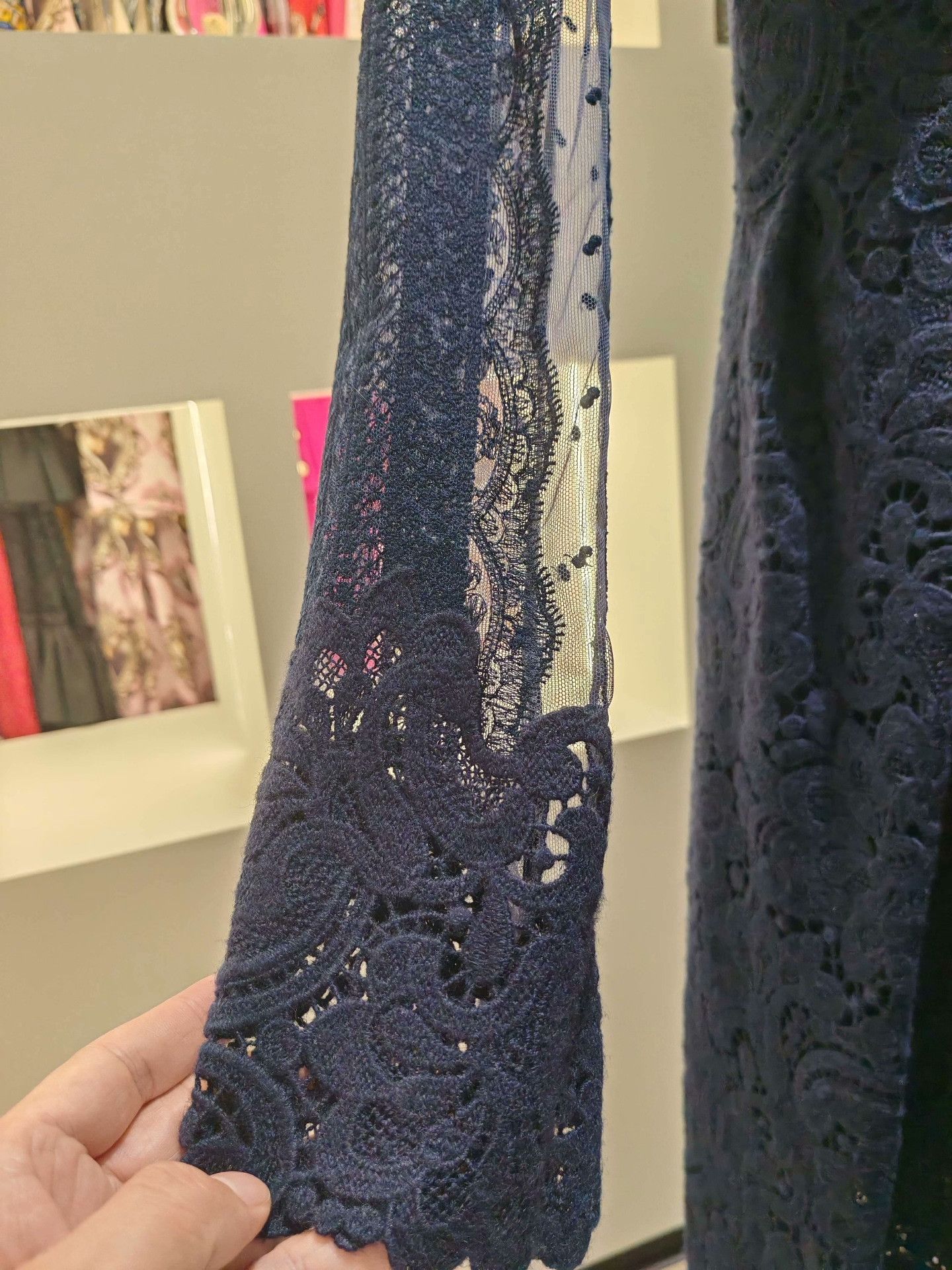 Ermanno Scervino Ermanno Scervino Navy Lace Dress Size S / US 4 / IT 40 - 9 Thumbnail